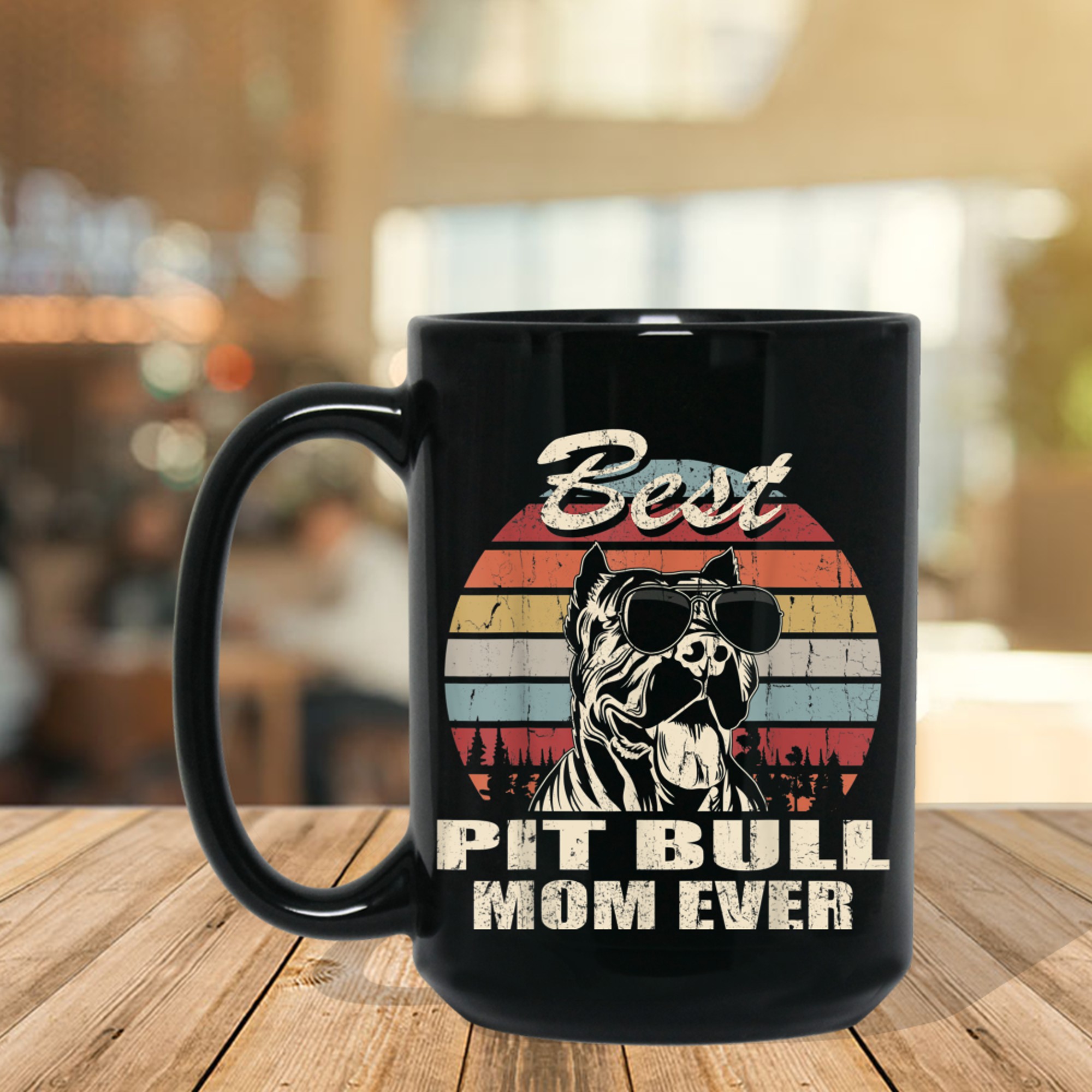 Best Pit Bull Mom Ever Vintage Retro Dog Mom mug black