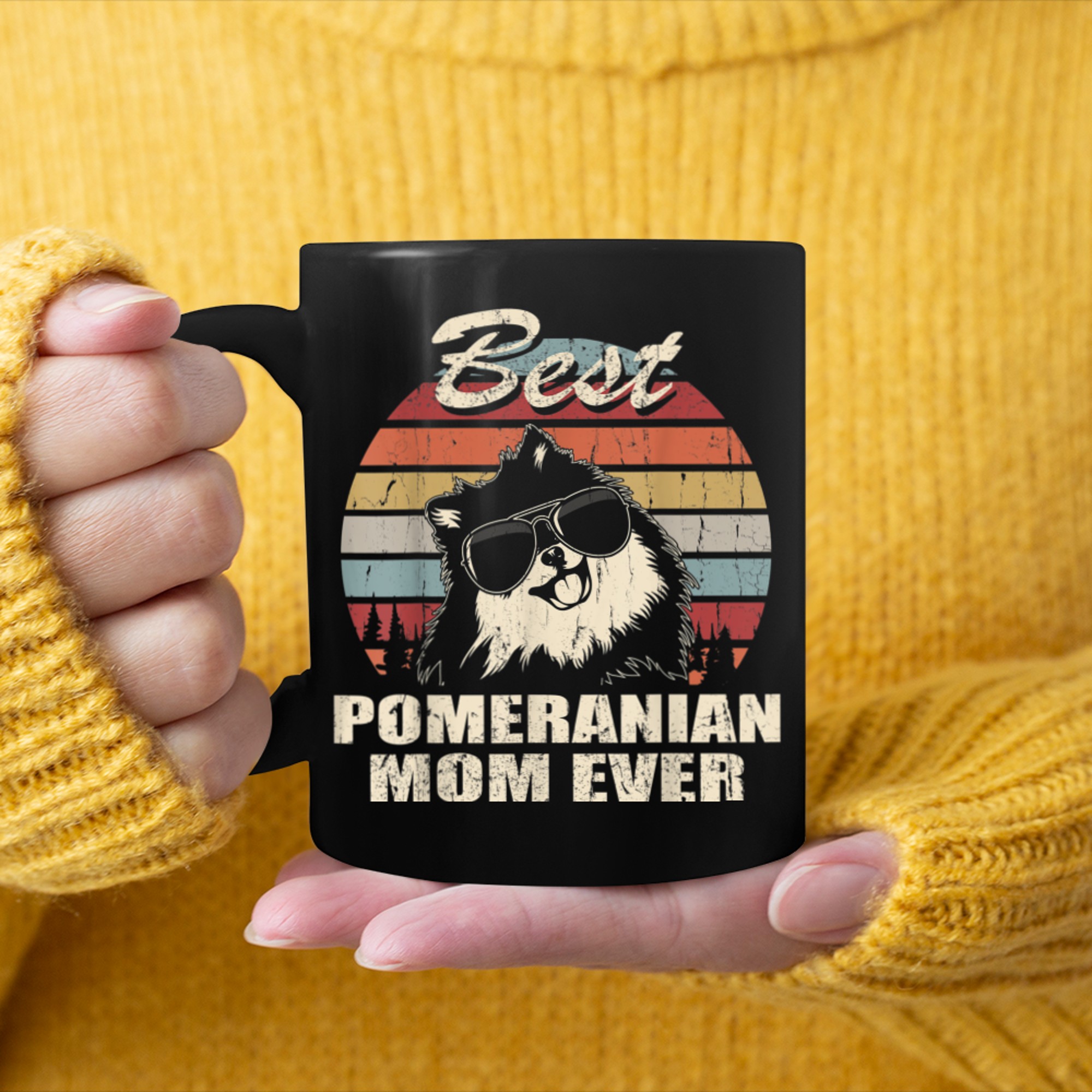 Best Pomeranian Mom Ever Vintage Retro Dog Mom mug black