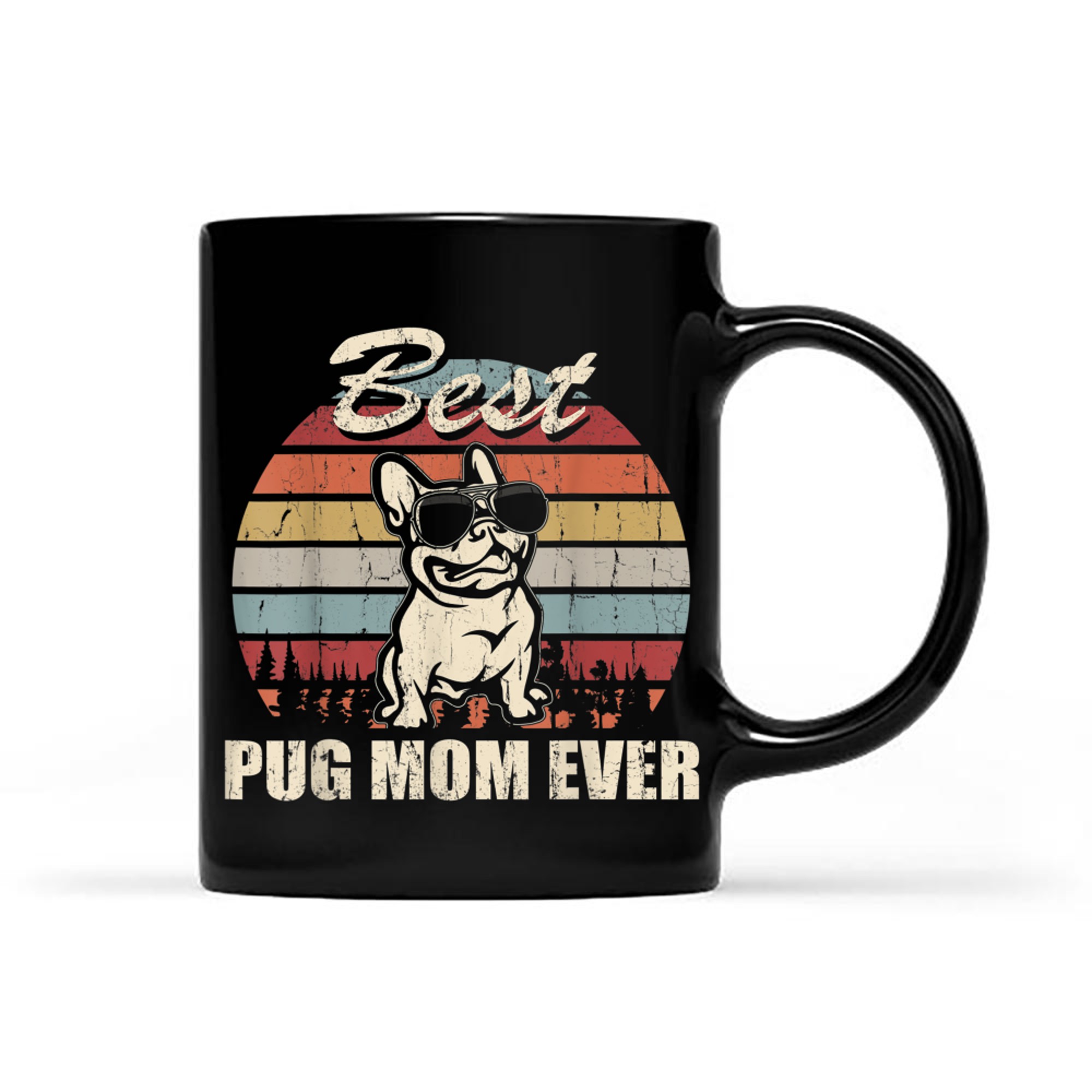 Best Pug Mom Ever Vintage Retro Dog Mom mug black