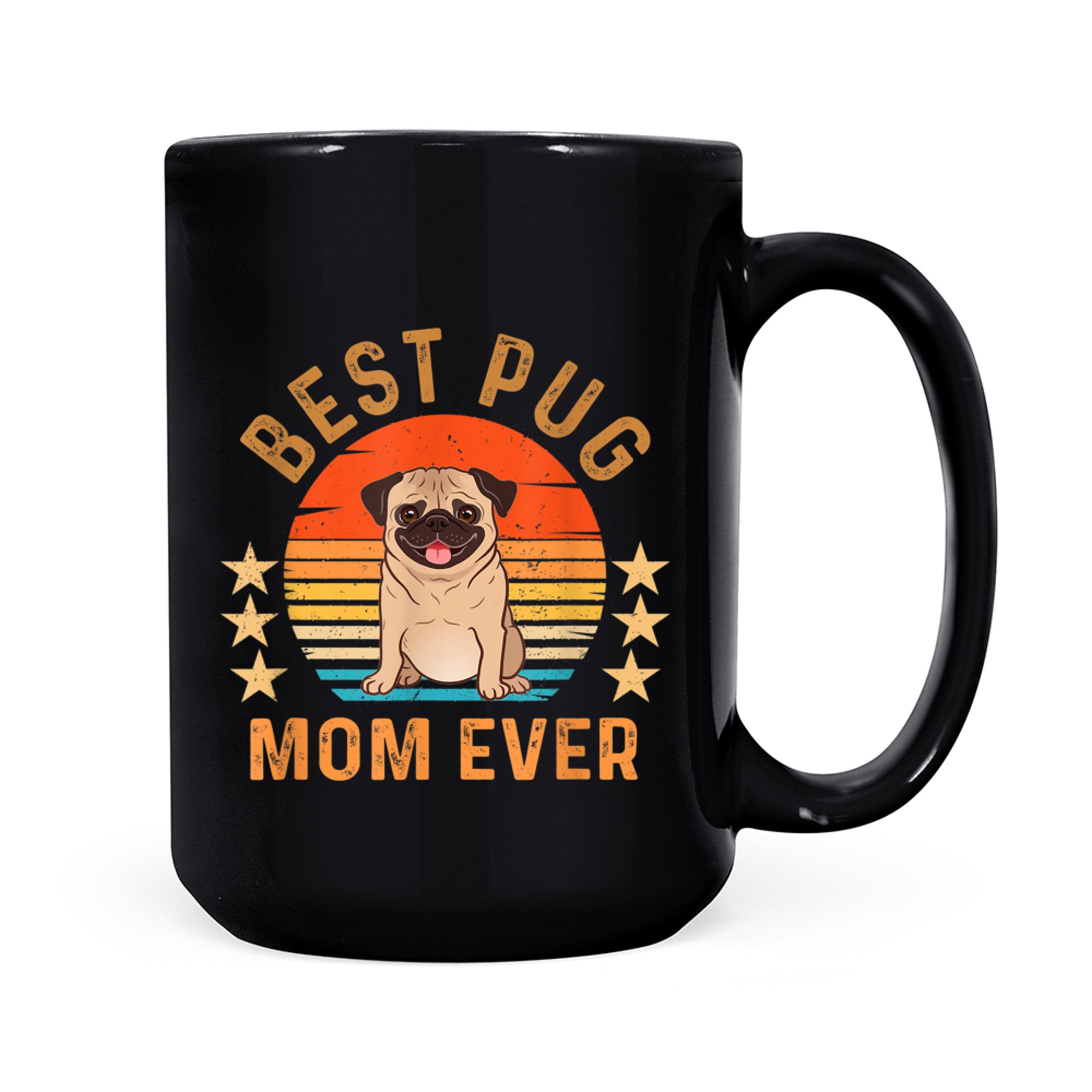 Best Pug Mom Ever Vintage Retro Funny Dog Lover mug black