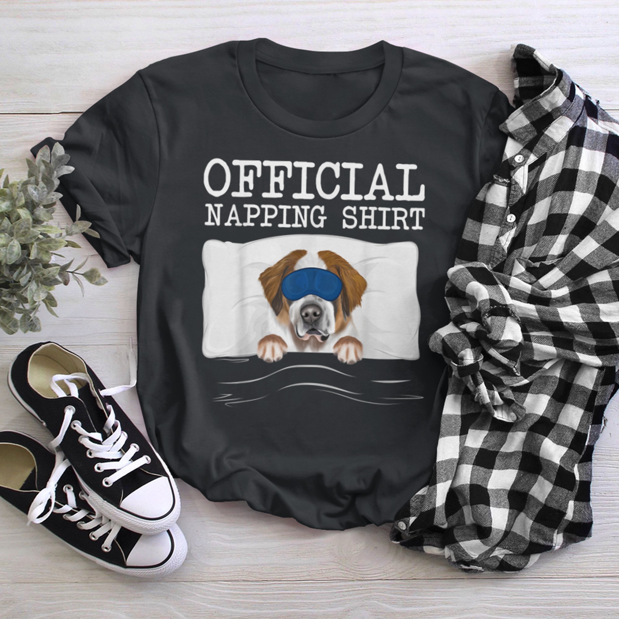 Sleeping St. Bernard Sleep Napping t-shirt black