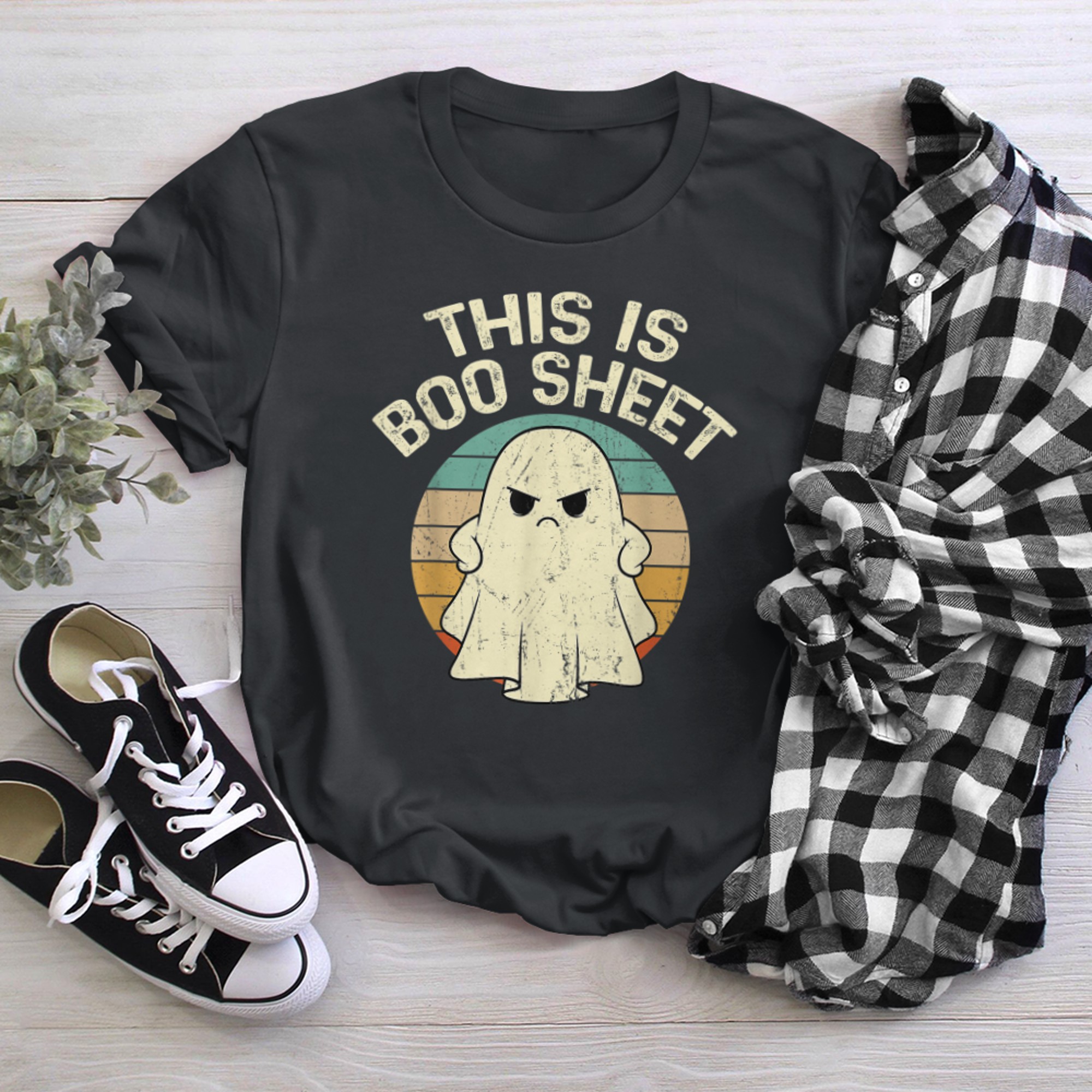 This Is Boo Sheet Ghost Retro Halloween Costume Men Women T-SHIRT BLACK