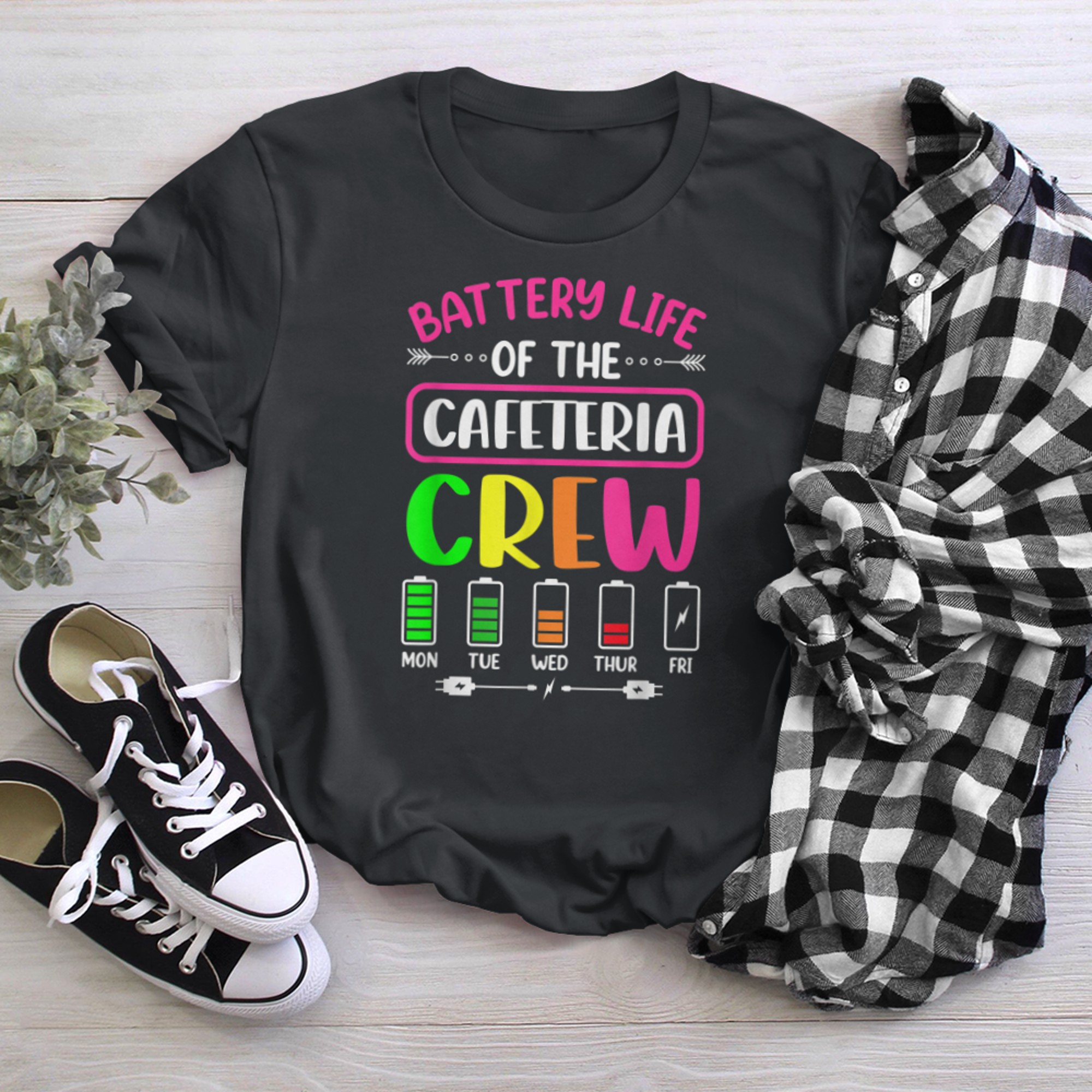 Battery Life of the Cafeteria Crew - Cafeteria School t-shirt black