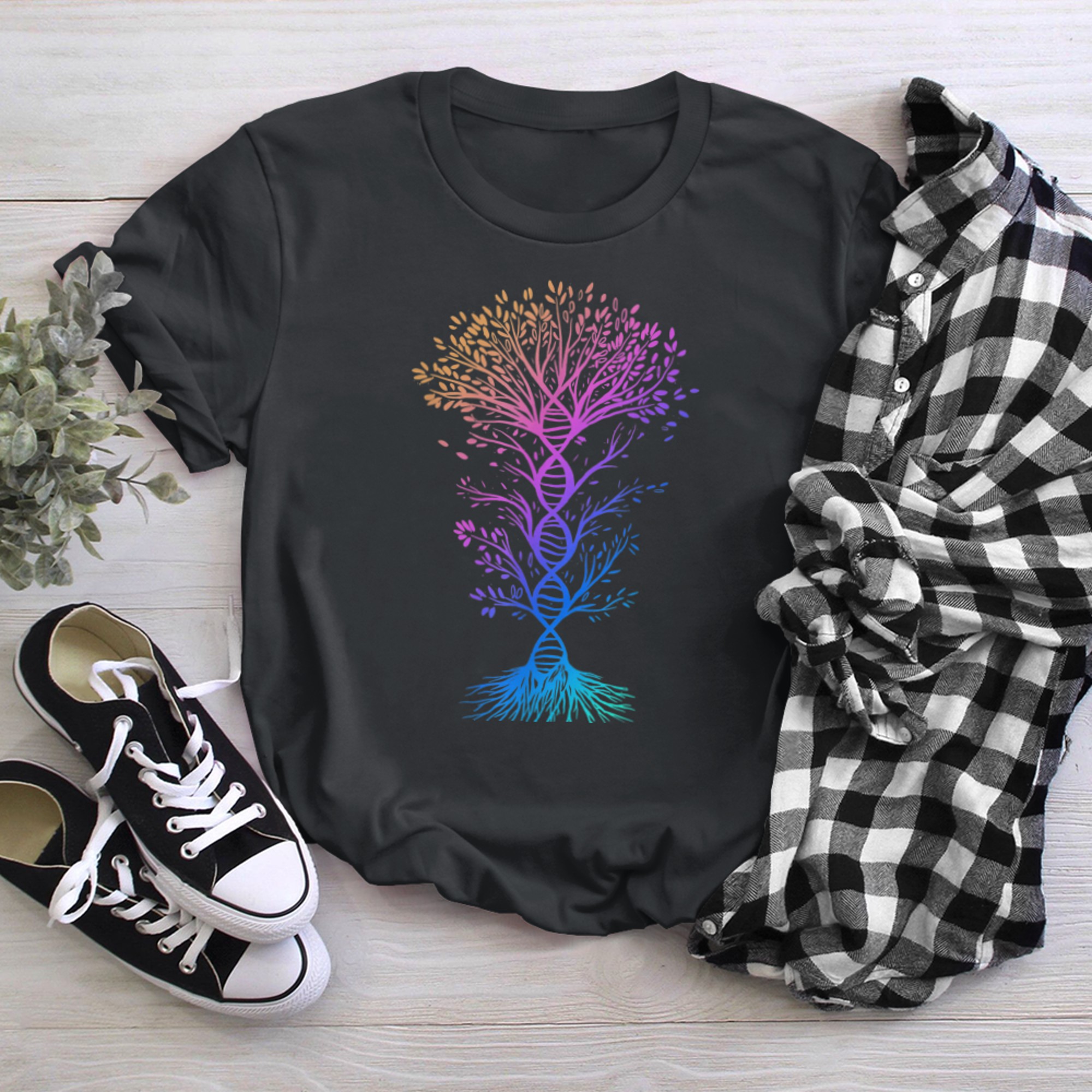 Chakra Tree Of Life DNA Mandala Zen Yoga Om Symbol Buddhism (3) t-shirt black