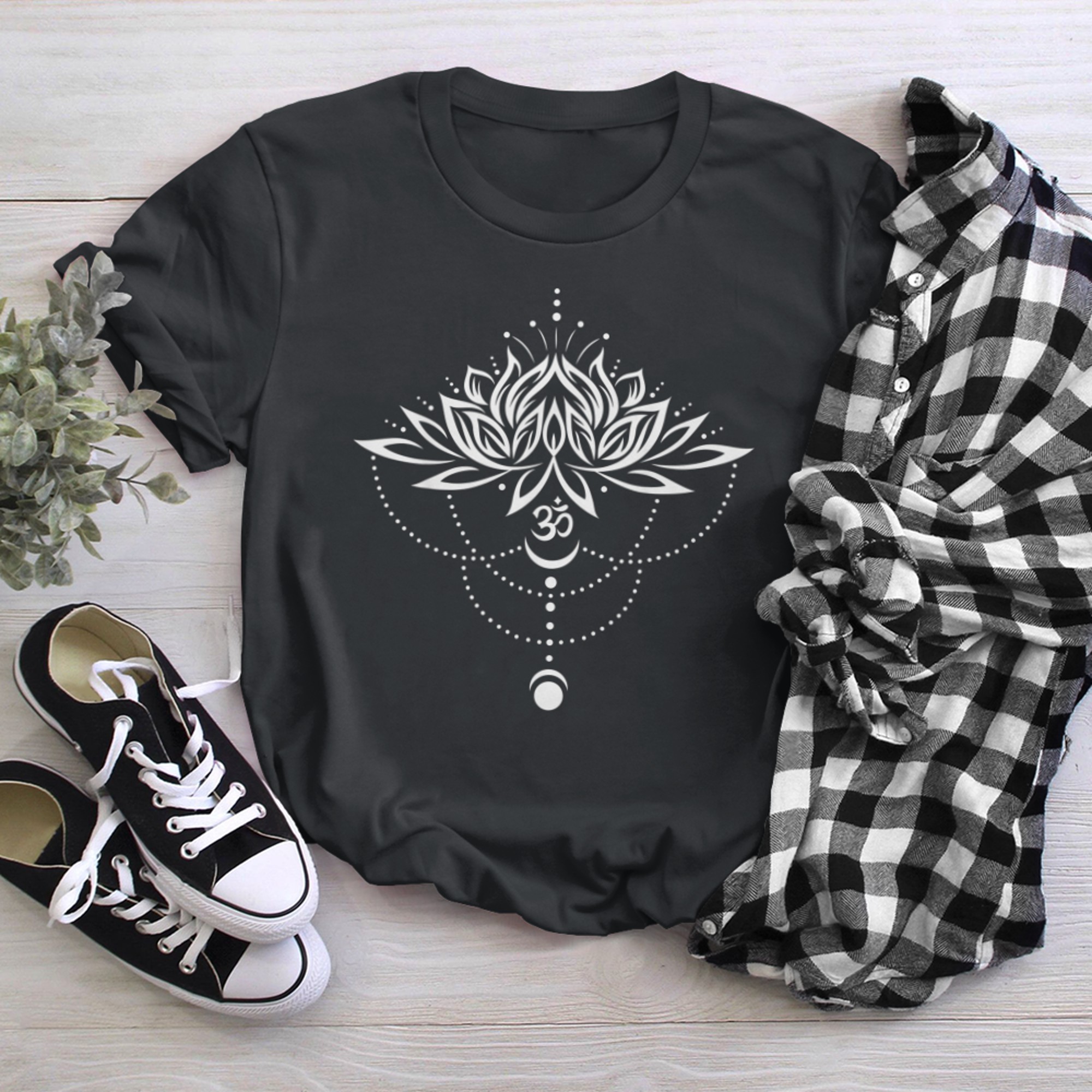 Lotus Flower Om Symbol Yoga Meditation Lovers t-shirt black