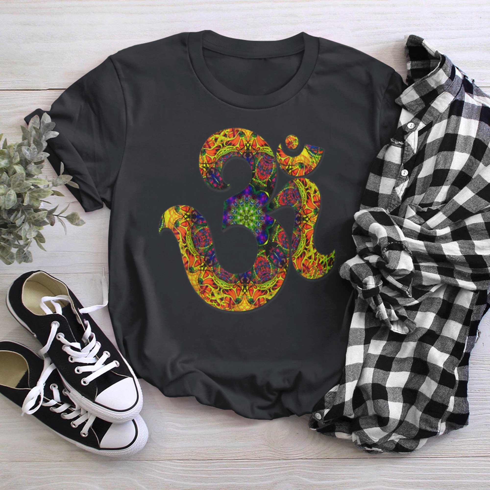 Mandala Yoga Spiritual Meditation Symbol OM T shirt t-shirt black