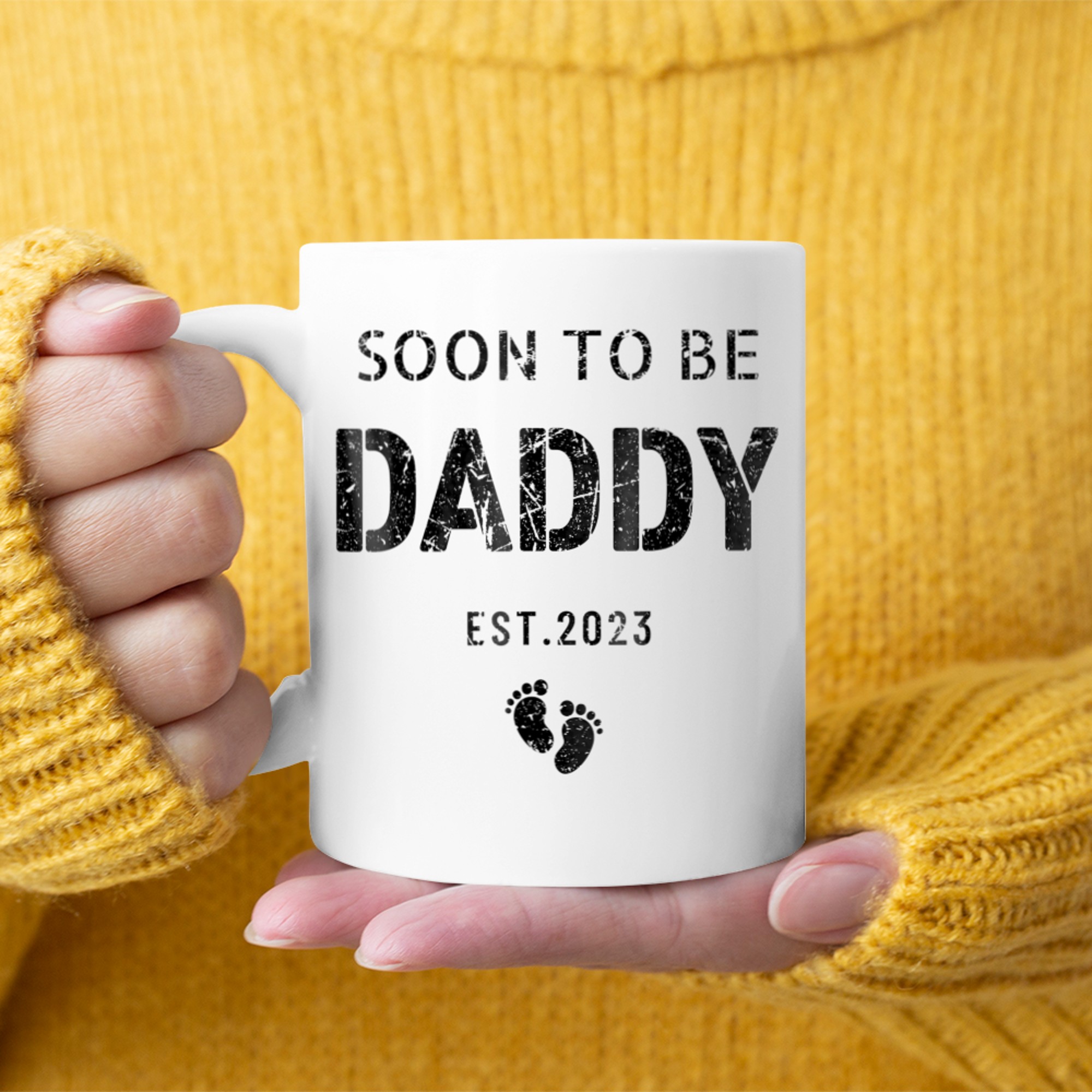 Mens Soon To Be Daddy Funny Pregnancy Announcement First Time Dad mug white