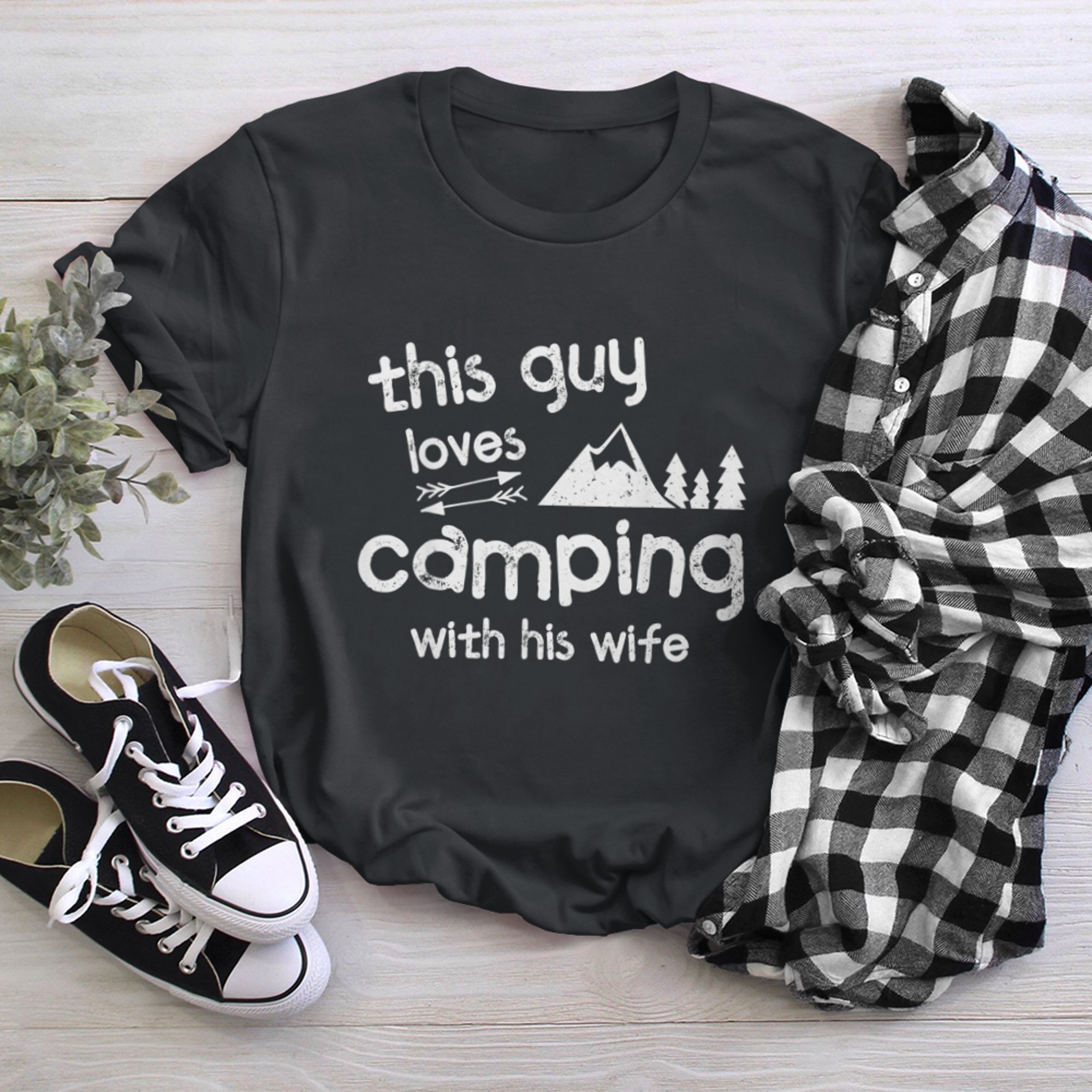 Mens This Guy Loves Camping With His Wife Funny Camping t-shirt black