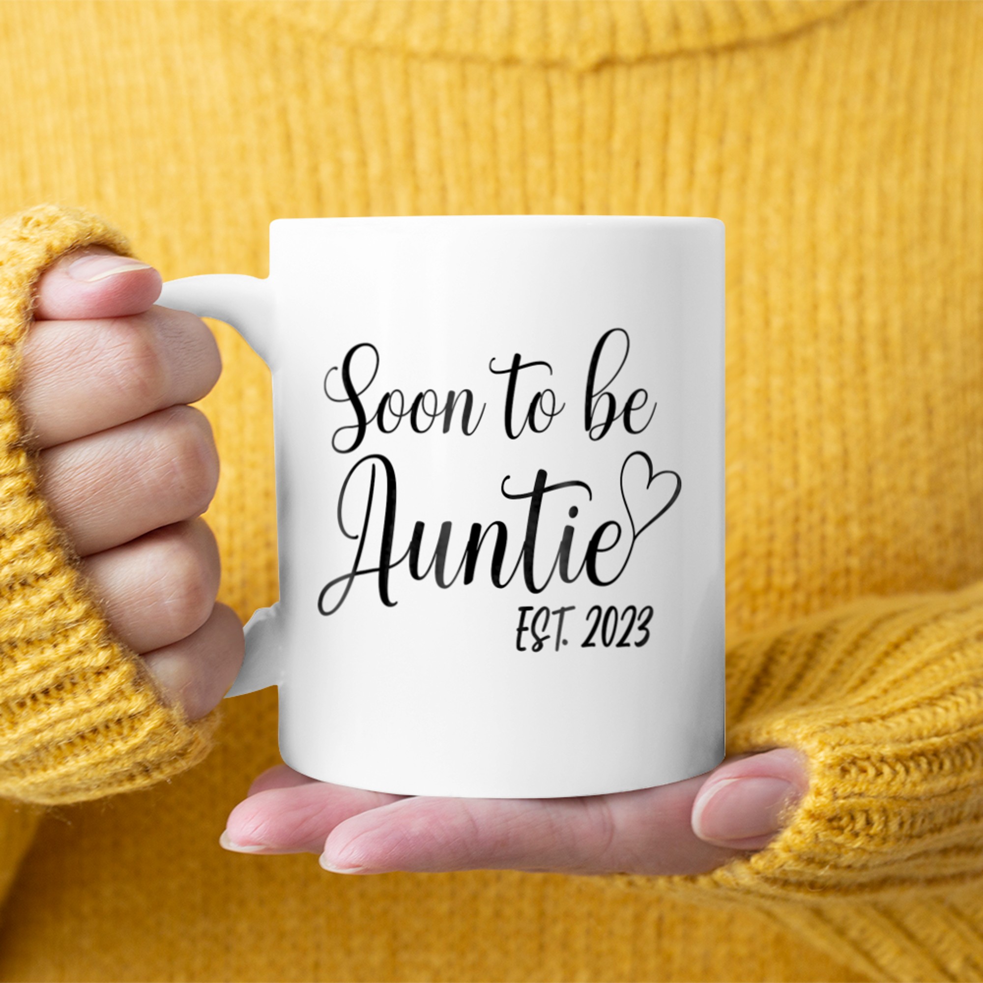 Soon To Be Auntie Est.Pregnancy Announcement (1) mug white