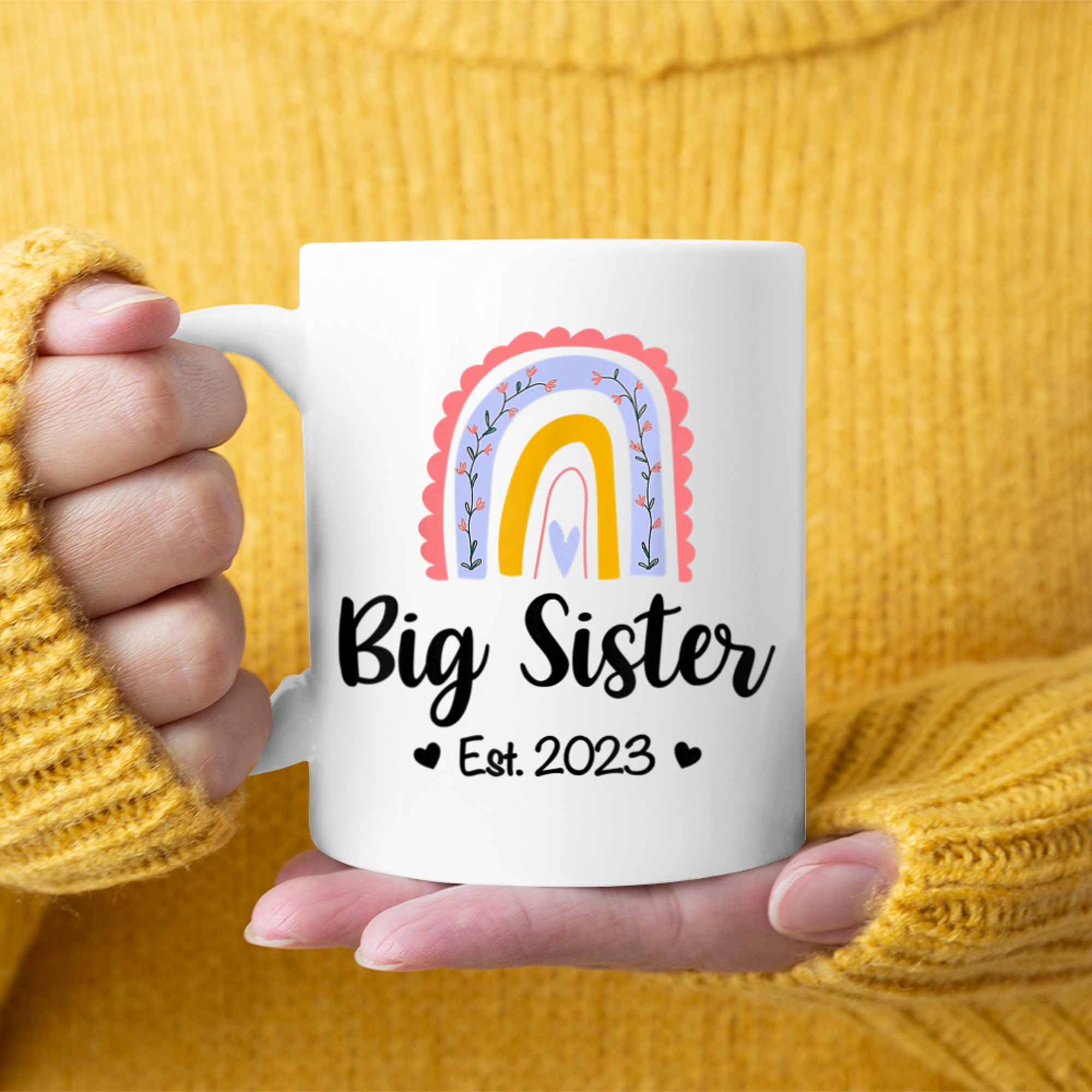 Soon To Be Big Sister Rainbow Pregnancy Announcement mug white