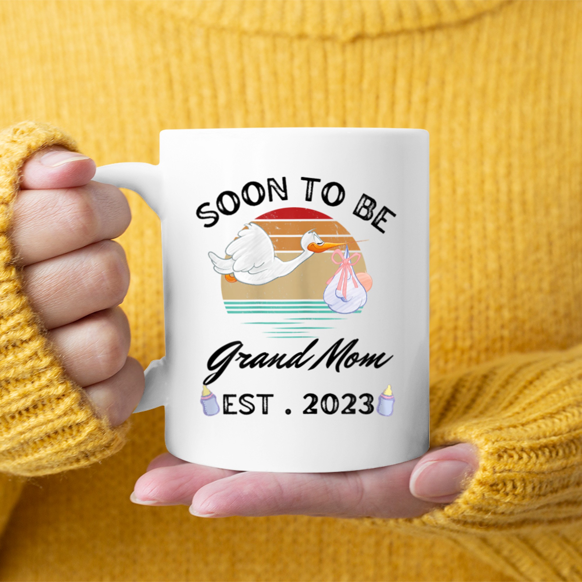 Womens Fun New Grand Mom Pregnancy Announcement grandmother mug white