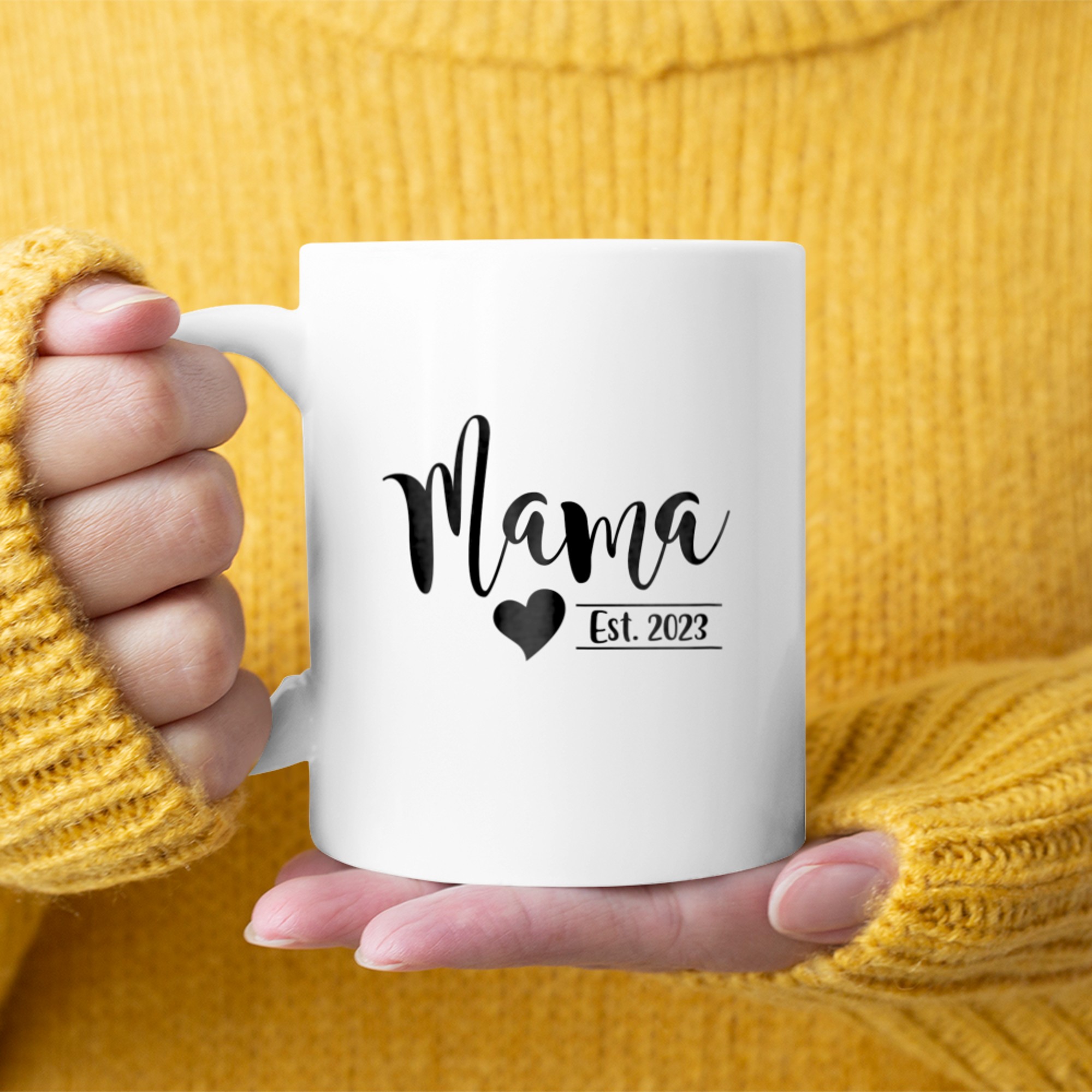 Womens Mama Est Soon To Be Mommy Pregnancy Announcement (10) mug white