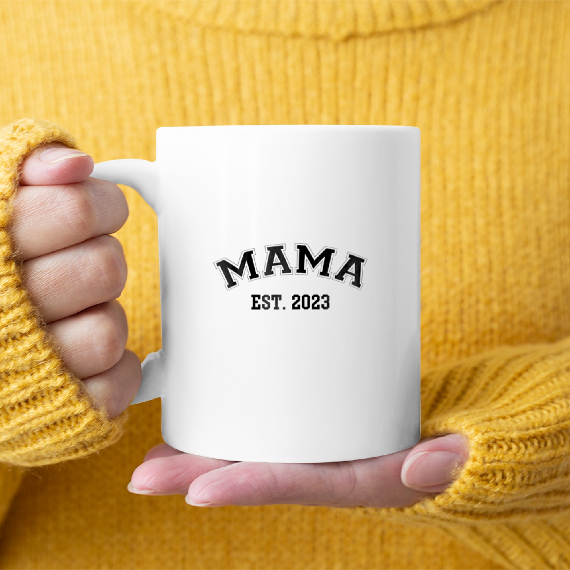 Womens Mama Est Soon To Be Mommy Pregnancy Announcement (17) mug white