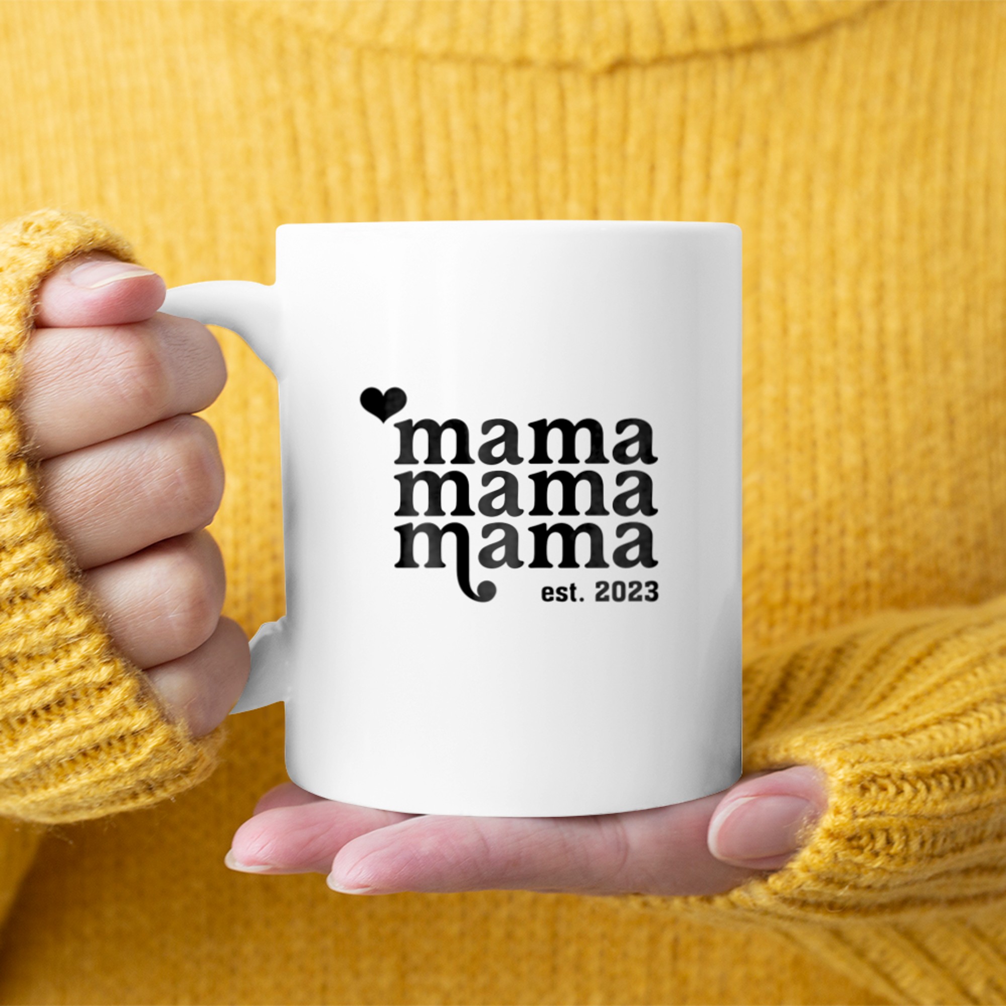 Womens Mama Est Soon To Be Mommy Pregnancy Announcement (3) mug white