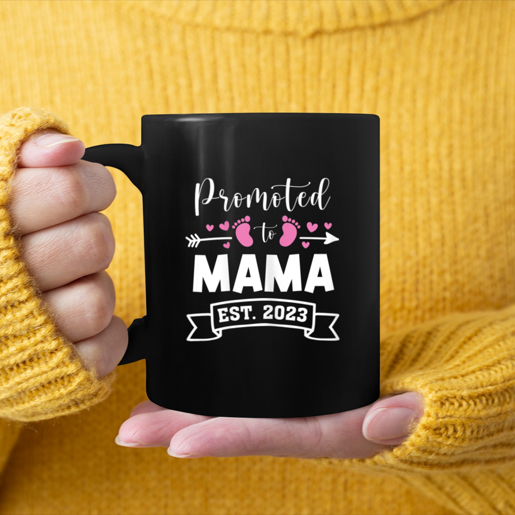 Womens Mama Est Soon To Be Mommy Pregnancy Announcement (8) mug black