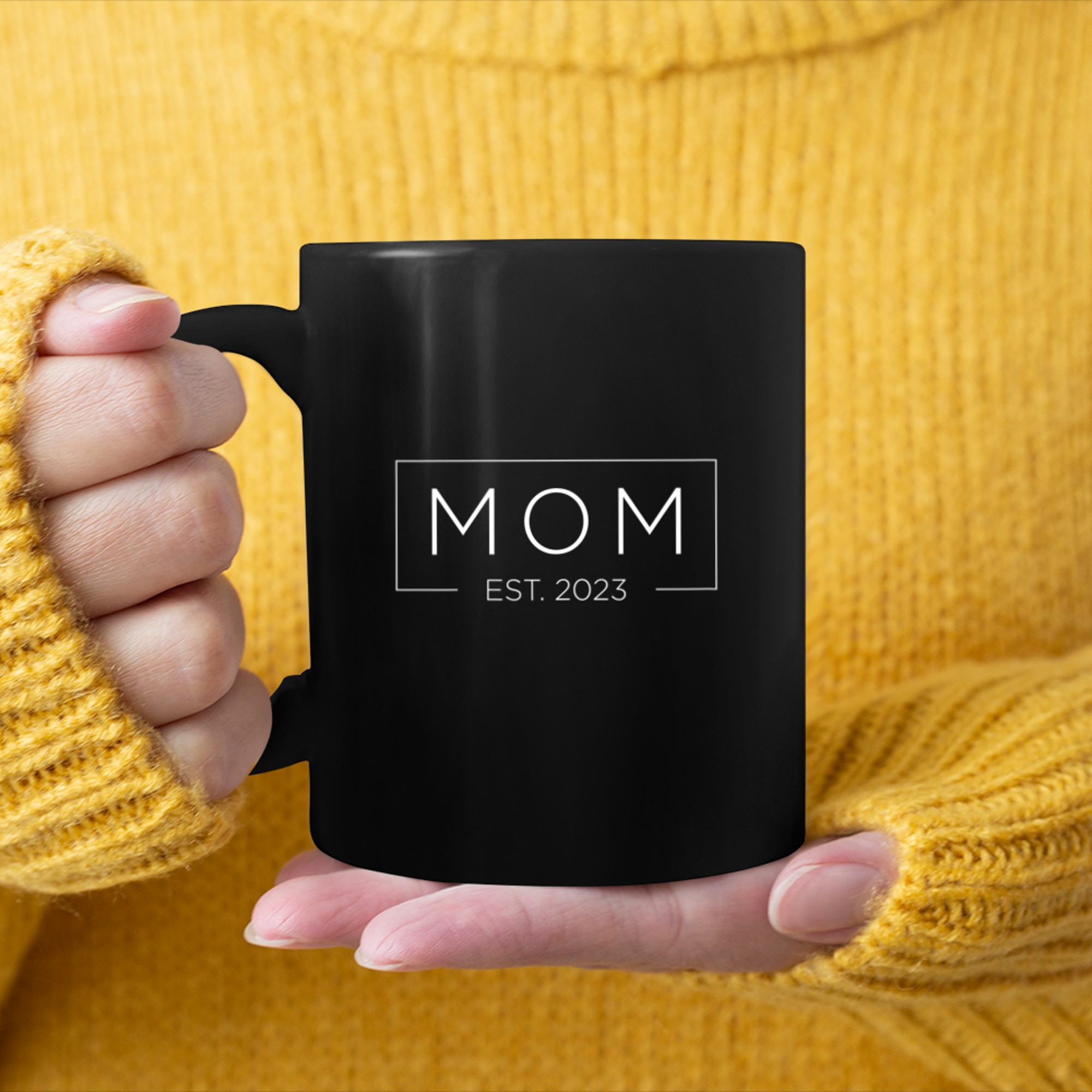 Womens Mom Est. Soon To Be Mommy Pregnancy Announcement mug black