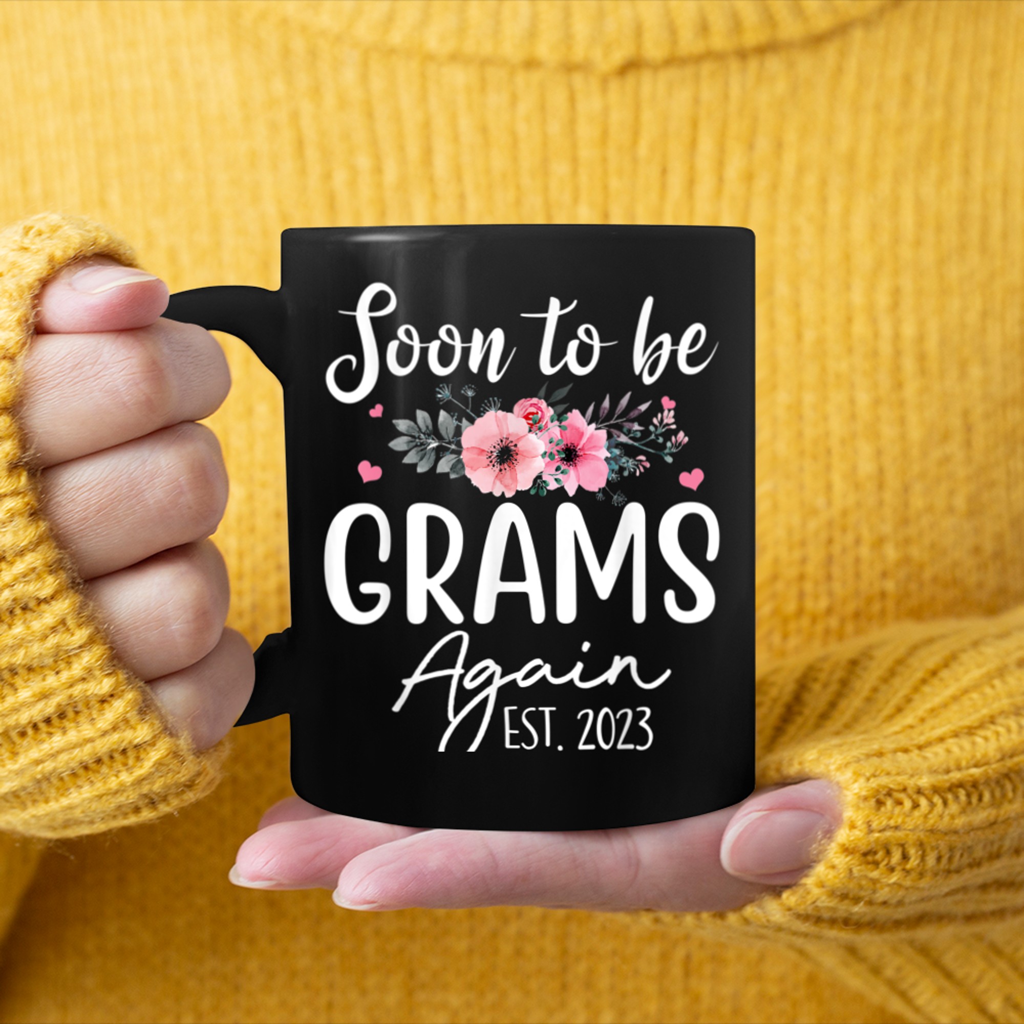 Womens Soon To Be Grams Again Flower mug black