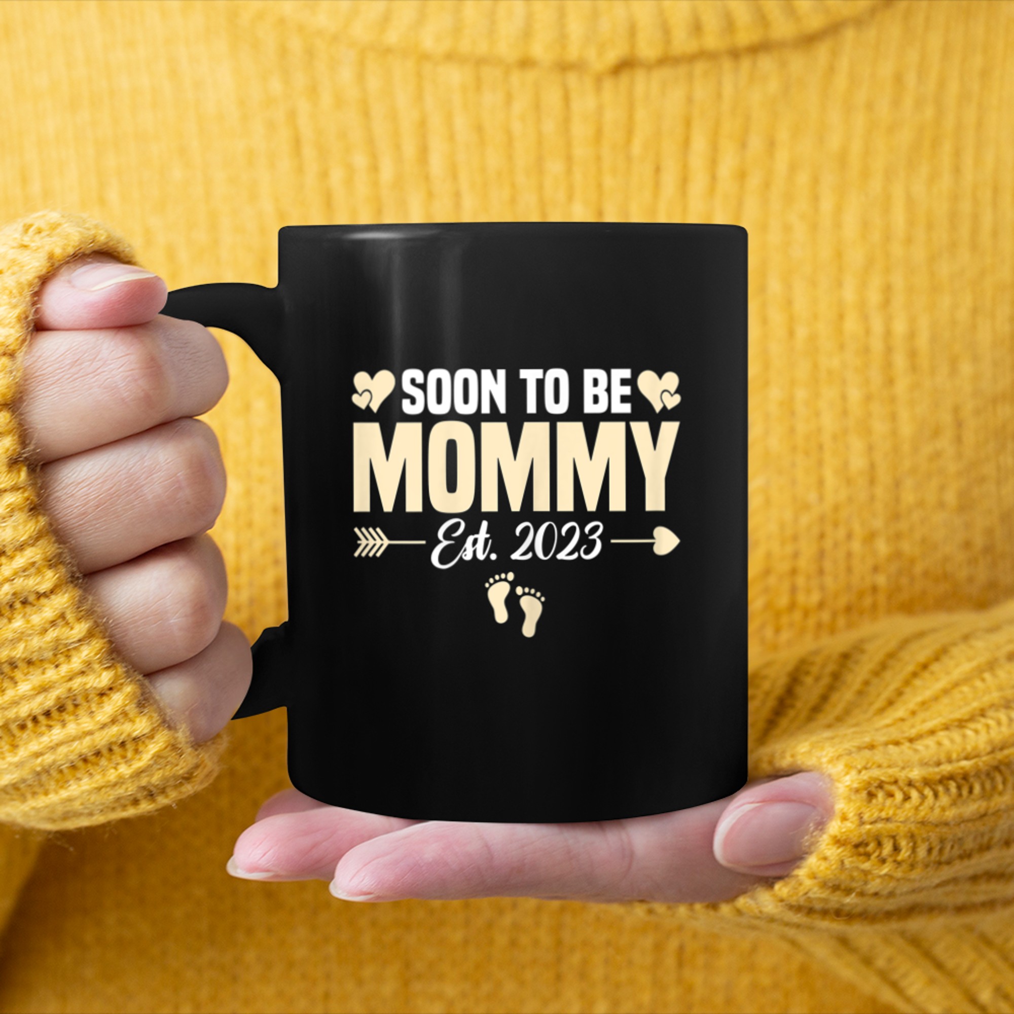 Womens Soon to be Mommy First Time Mom Pregnancy Announcement mug black