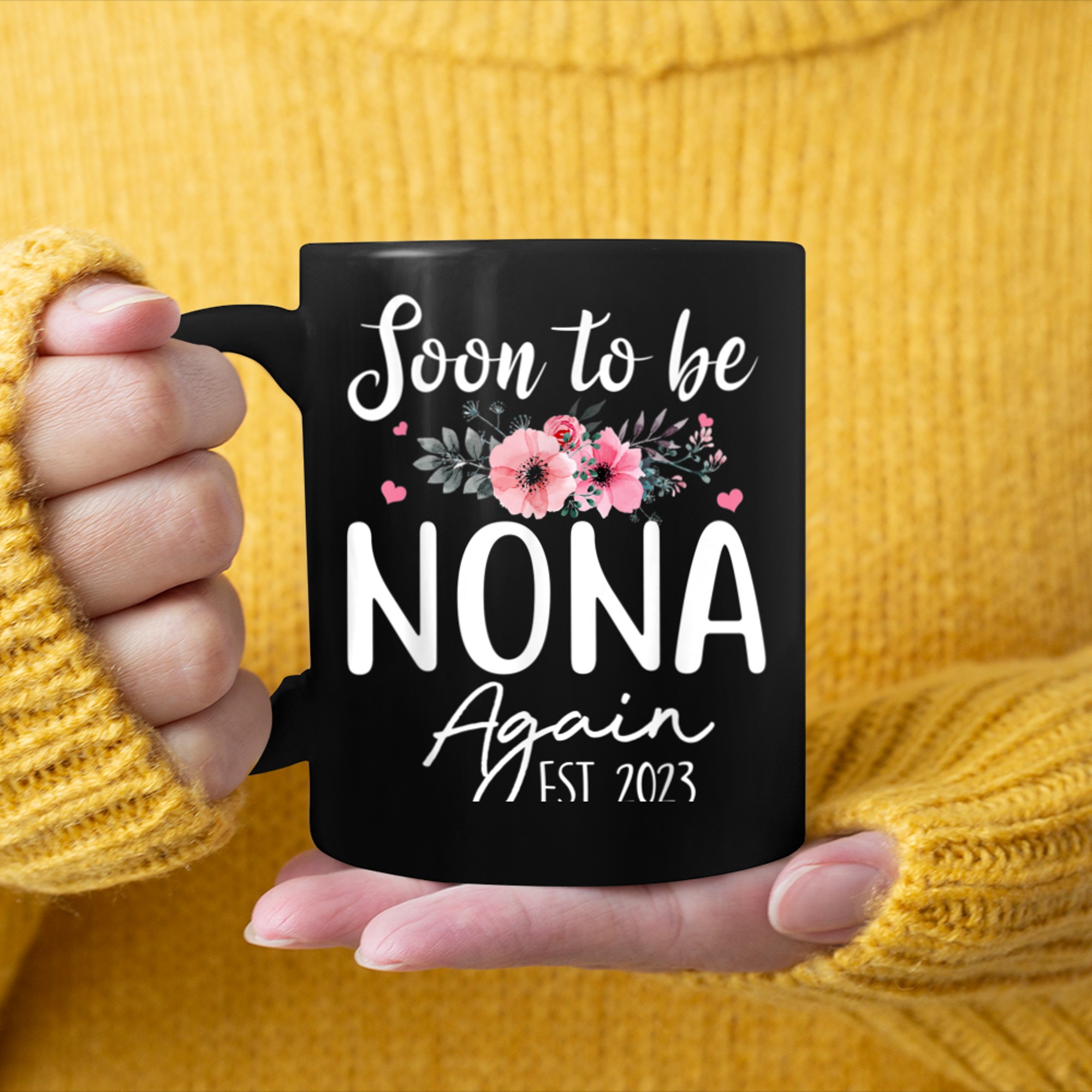 Womens Soon To Be Nona Again Flower mug black