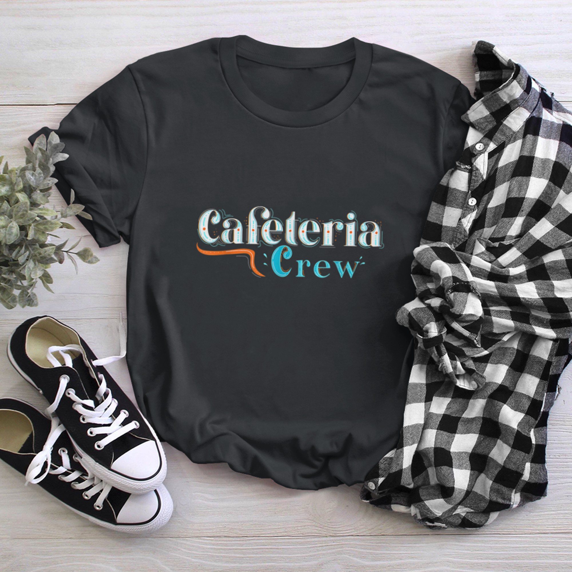 Cafeteria Crew for lunch ladies or school cafe worker (2) t-shirt black