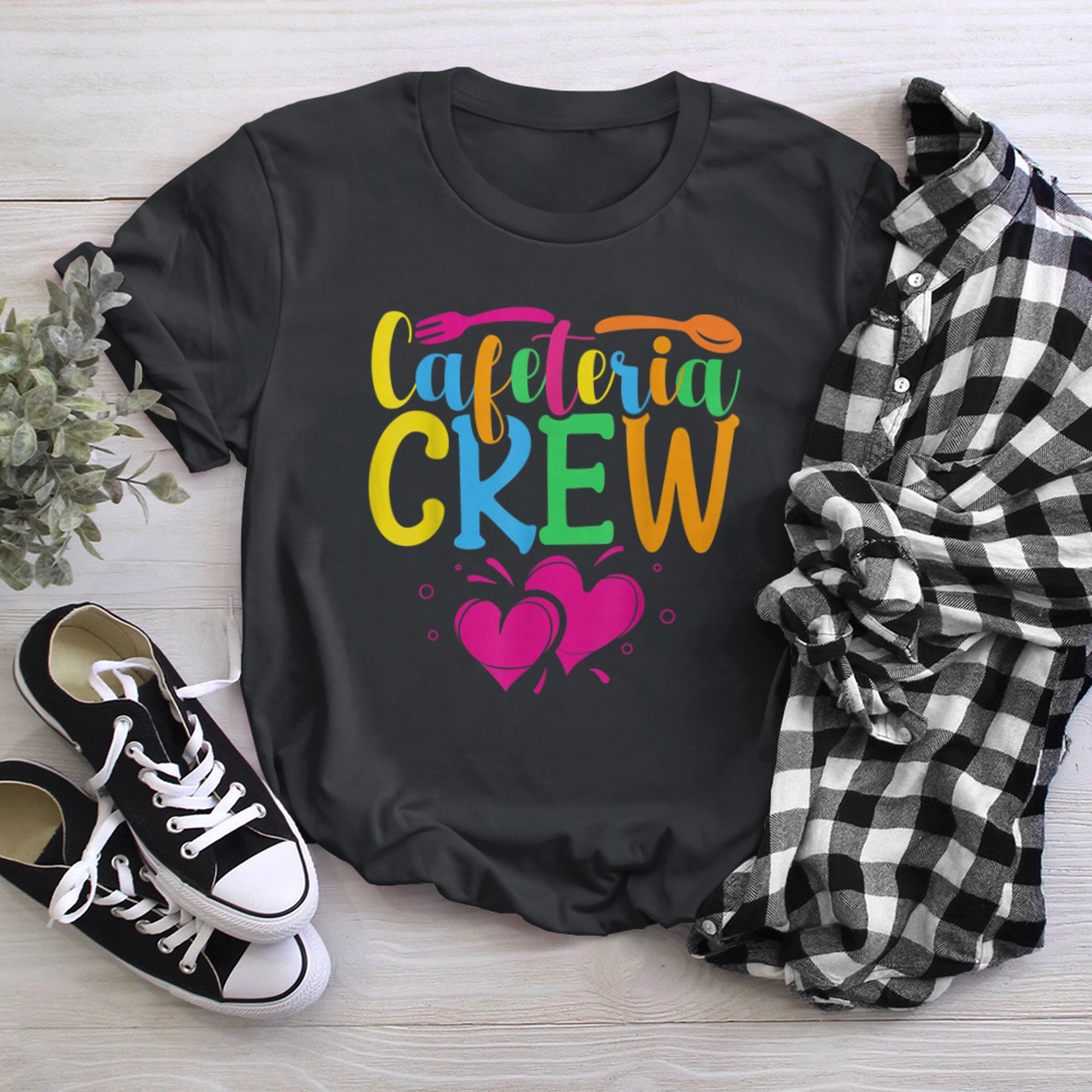 Cafeteria Crew Lunch Lady Back to School Novelty (2) t-shirt black