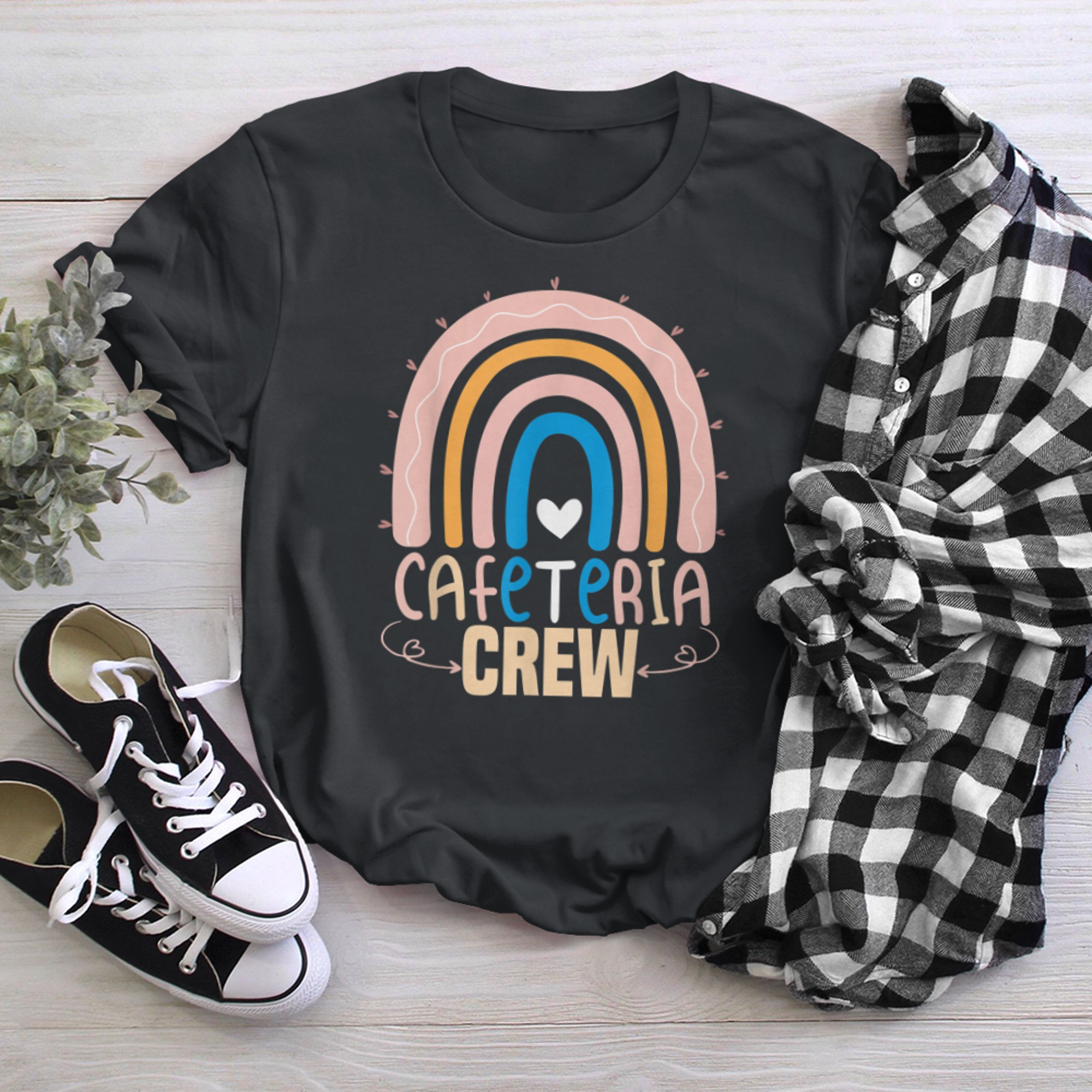 Cafeteria Crew Rainbow Funny t-shirt black