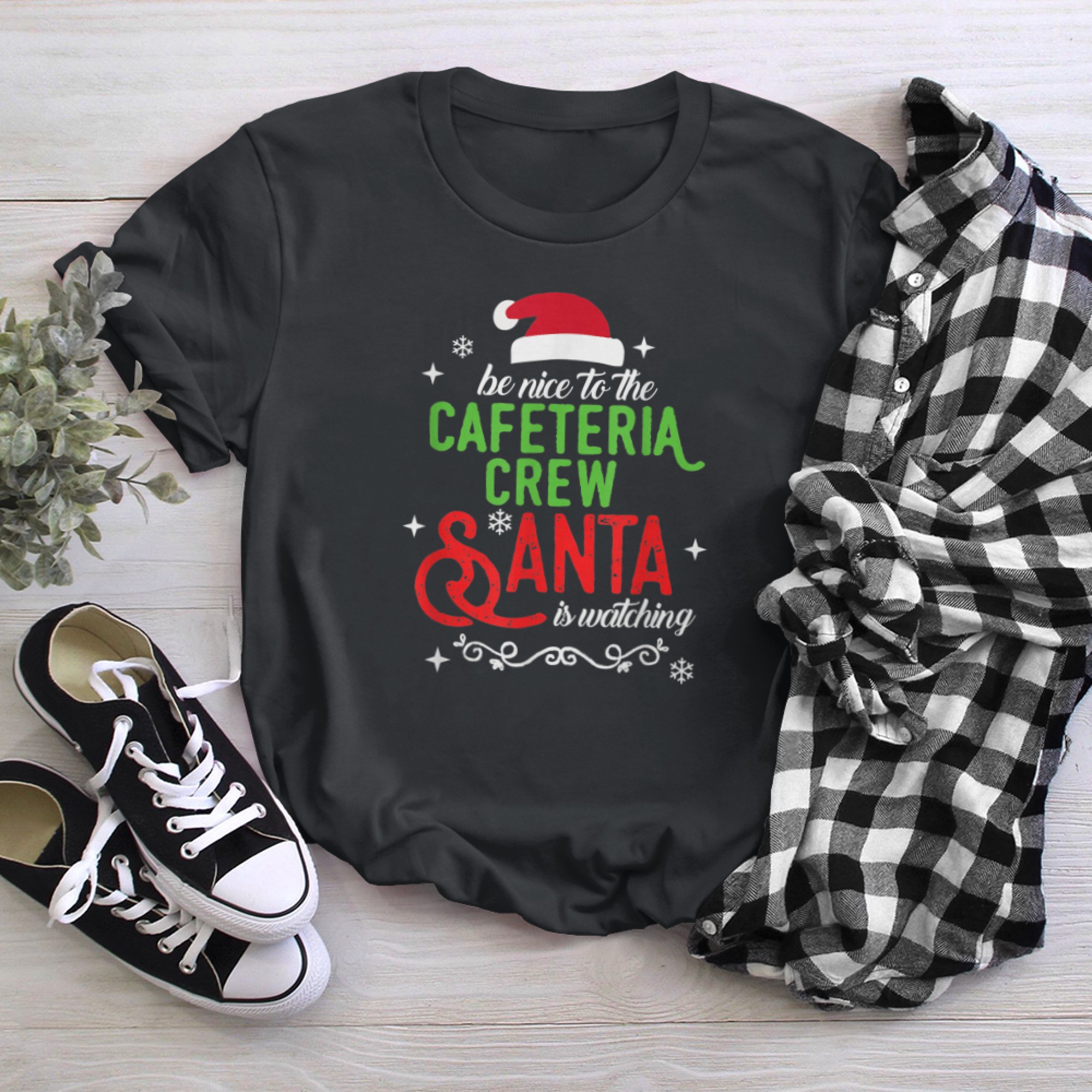 Cafeteria Squad Crew Christmas School Lunch Lady X'mas t-shirt black