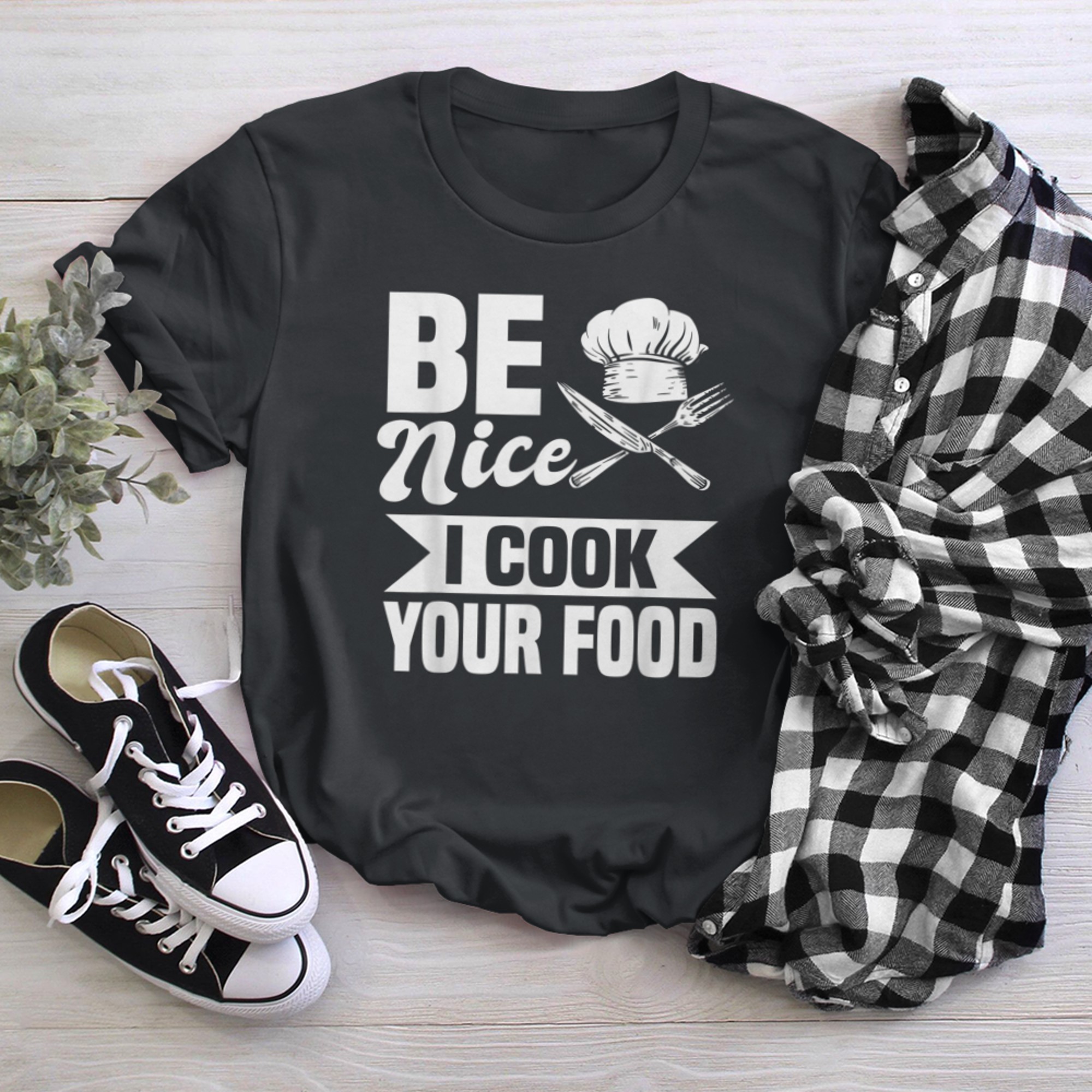 Cafeteria Worker Lunch Lady Be Nice I Cook Your Food Crew t-shirt black