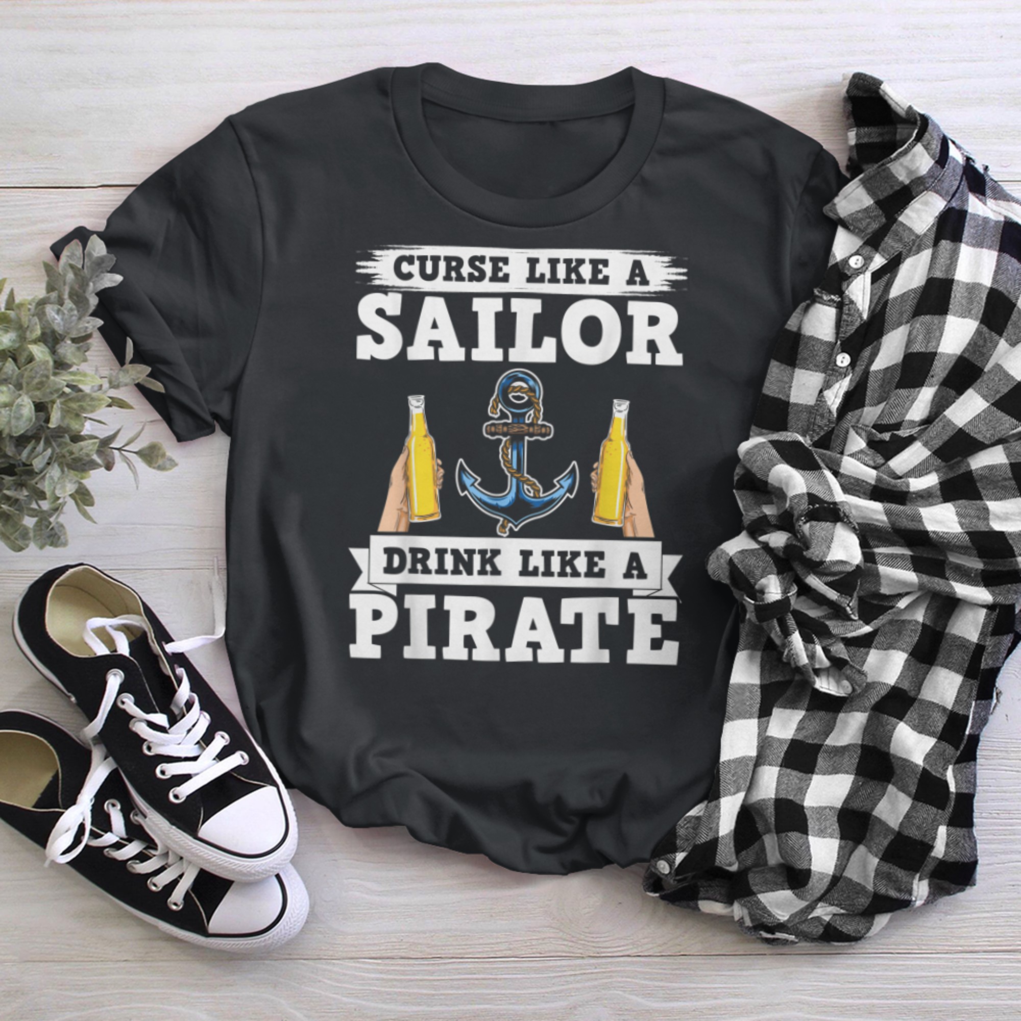 Curse Like A Sailor Drink Like A Pirate Beer Drinker (1) t-shirt black