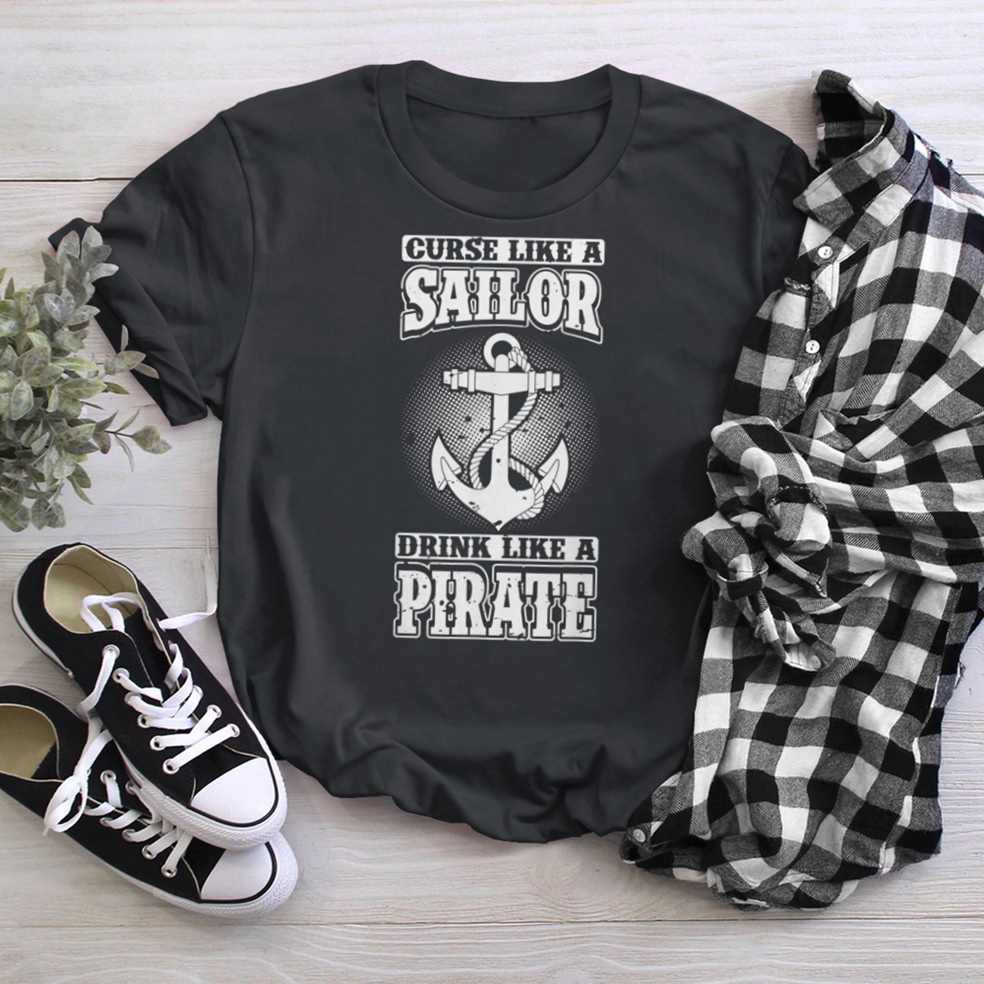 Curse Like A Sailor Drink Like A Pirate Funny Drinking t-shirt black