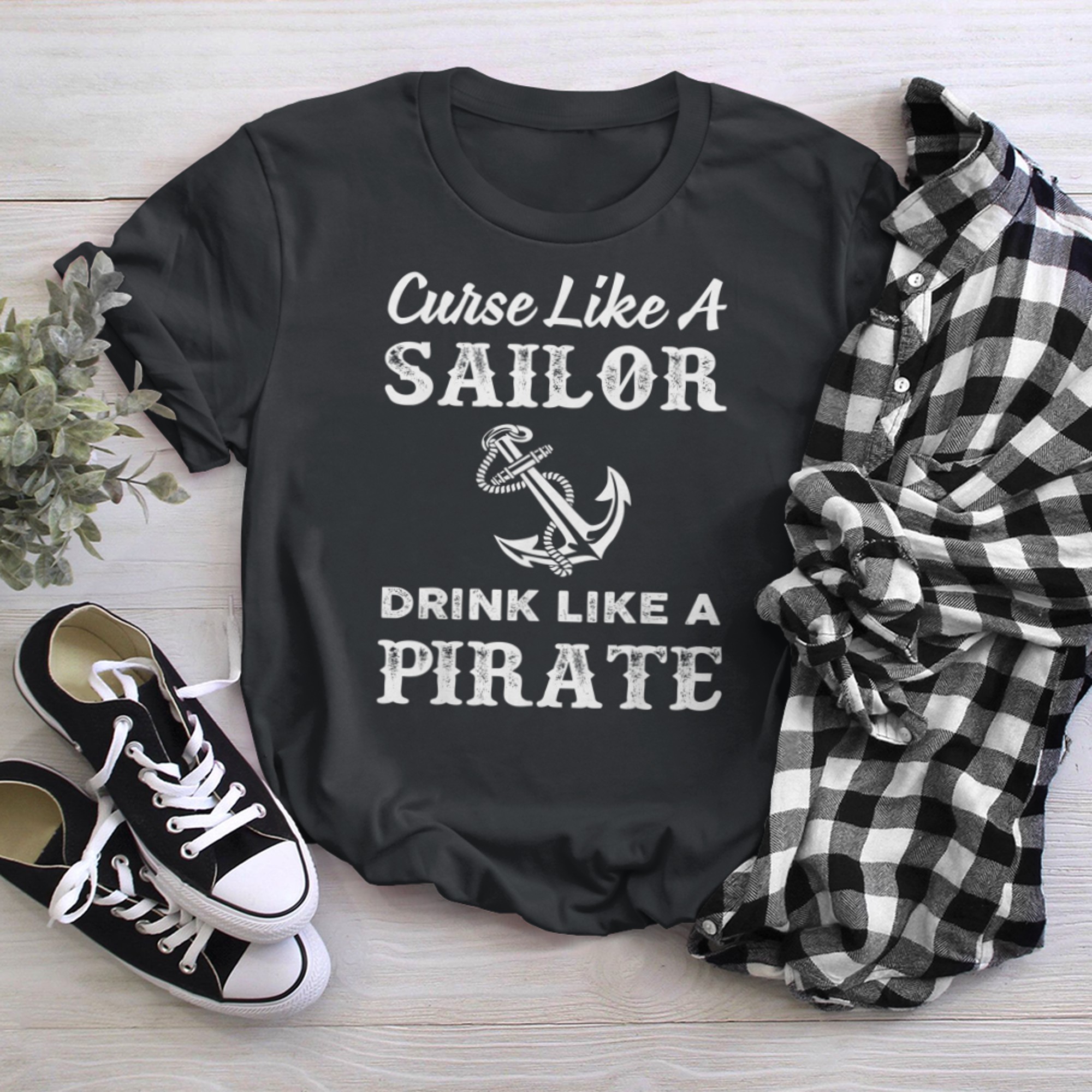 Curse Like A Sailor Drink Like A Pirate Men Women t-shirt black