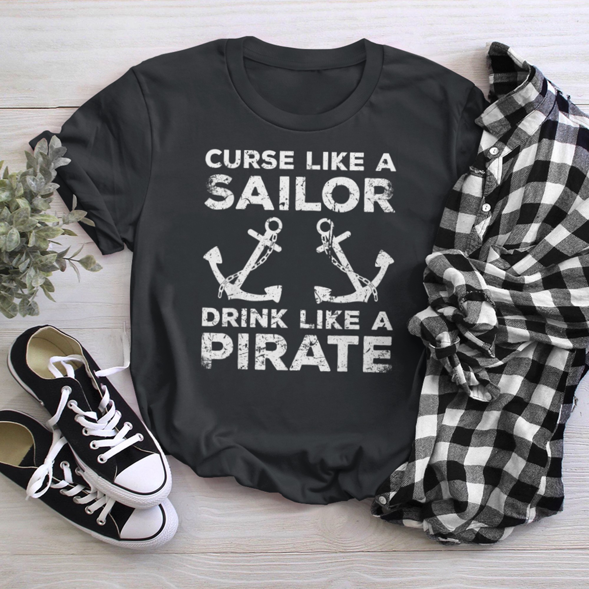 Curse Like A Sailor Drink Like A Pirate t-shirt black