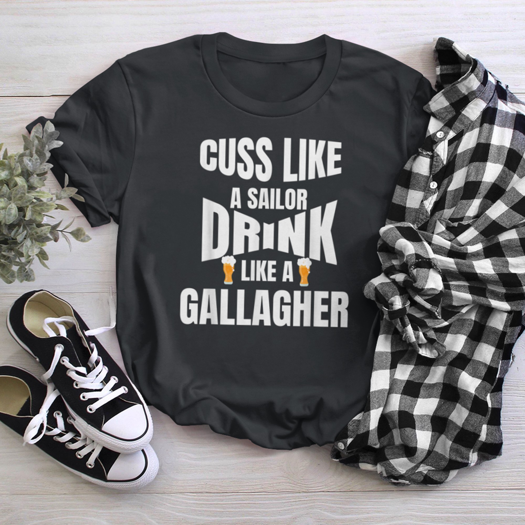 Cuss Like A Sailor Drink Like A Gallagher Graphic t-shirt black