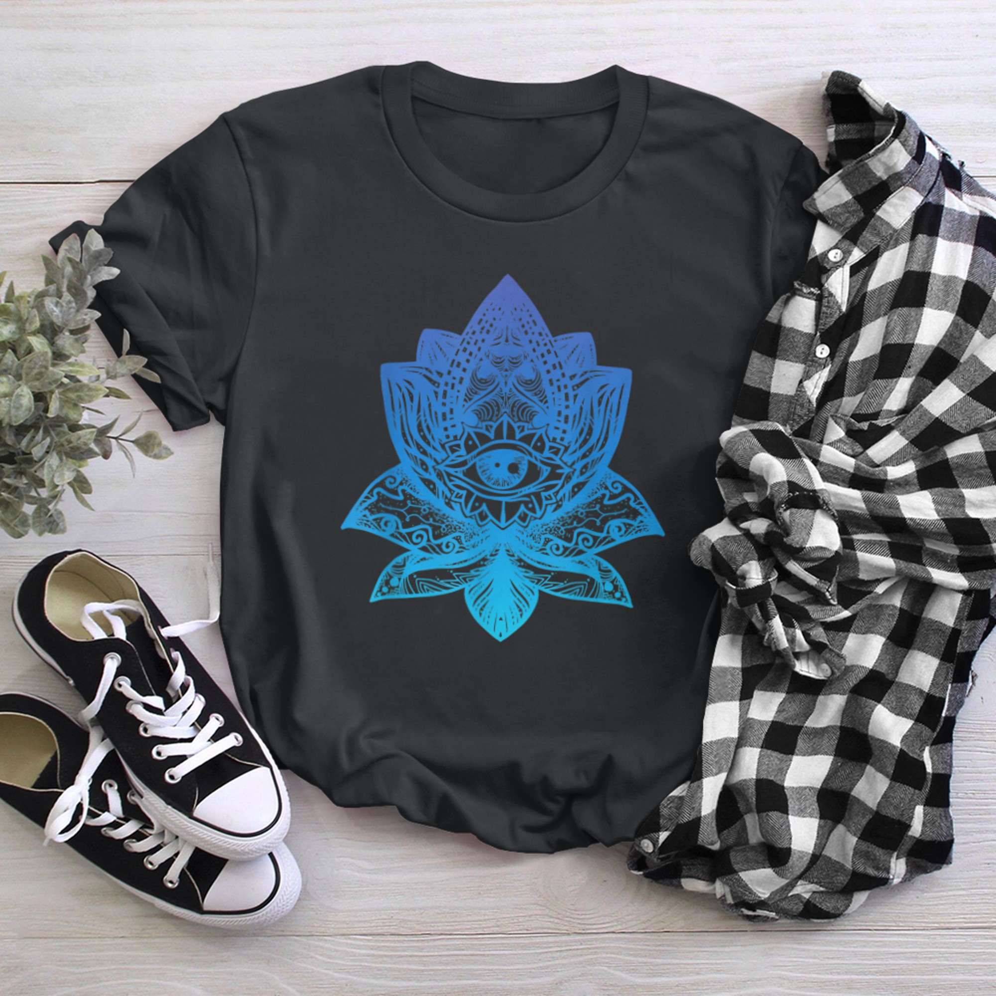 Namaste, Lotus flower, Yoga meditation clothing, Om symbol (10) t-shirt black