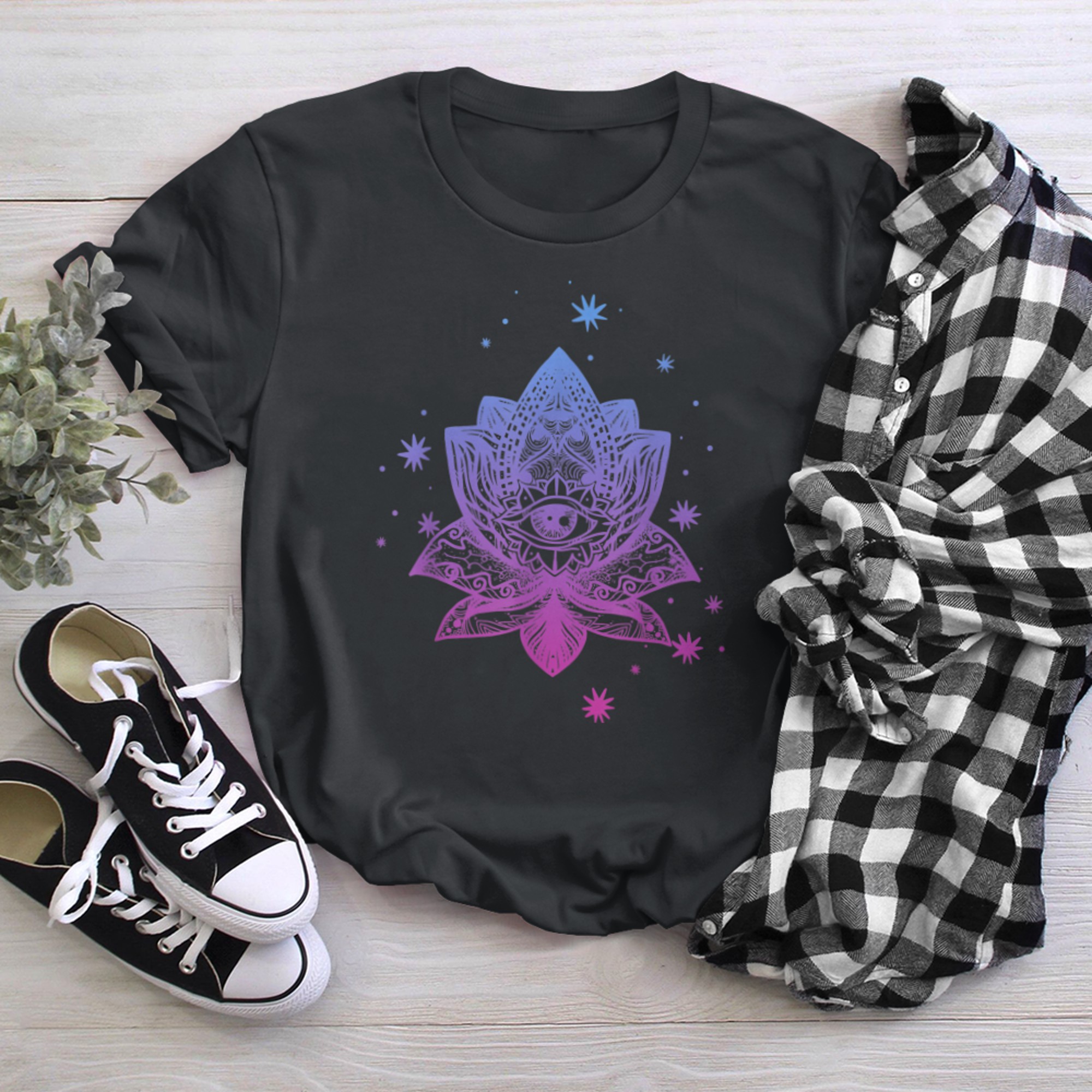 Namaste, Lotus flower, Yoga meditation clothing, Om symbol (13) t-shirt black