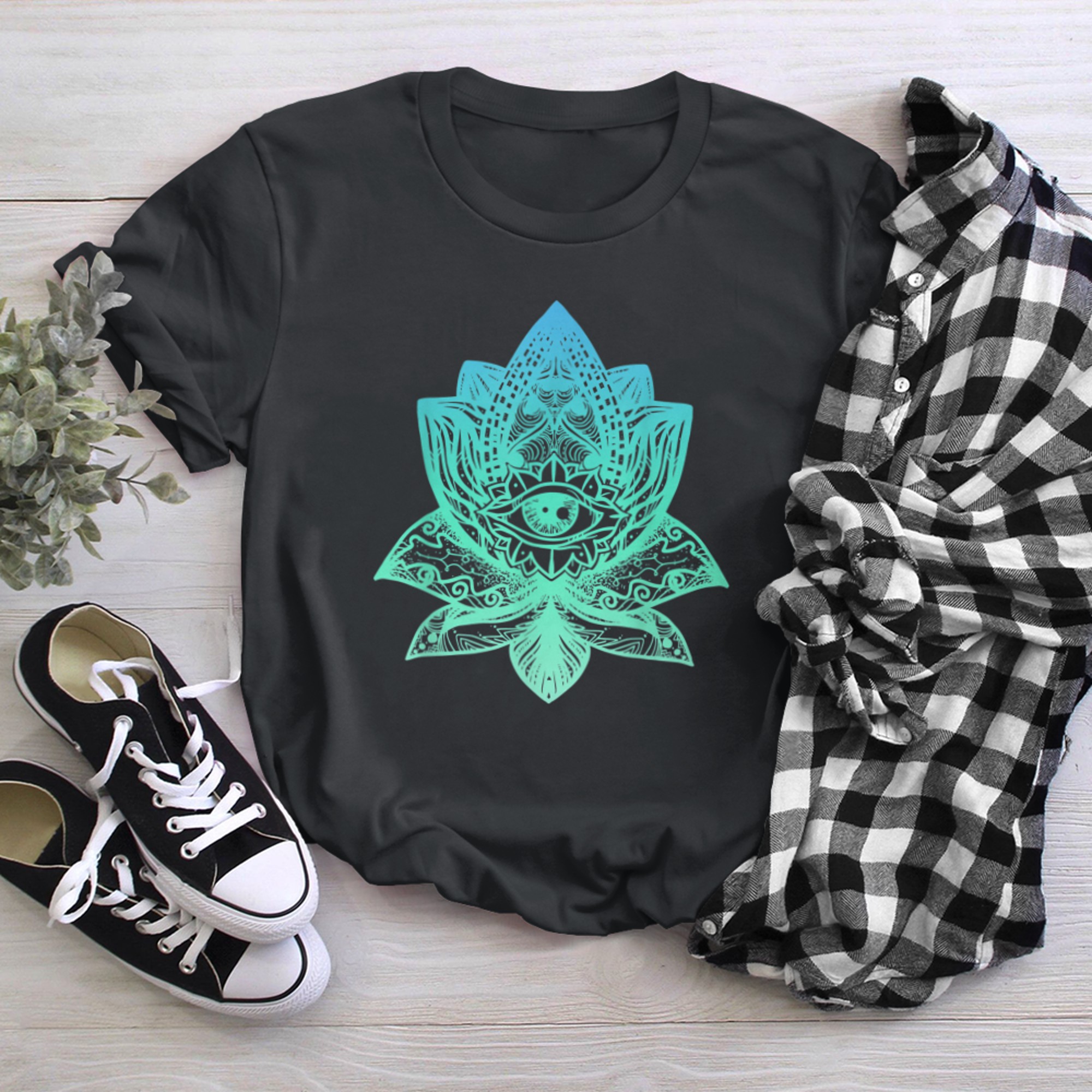 Namaste, Lotus flower, Yoga meditation clothing, Om symbol (15) t-shirt black