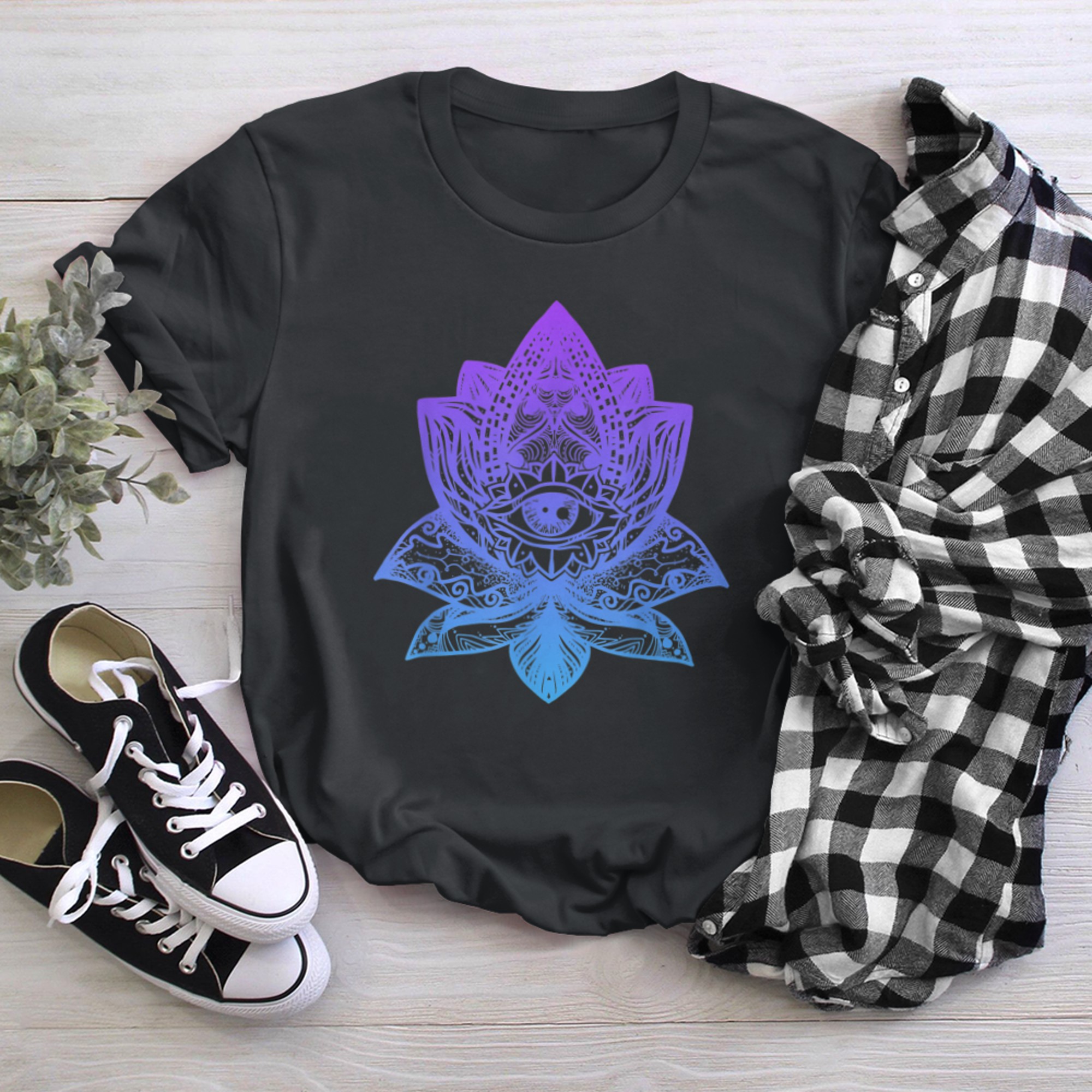 Namaste, Lotus flower, Yoga meditation clothing, Om symbol (5) t-shirt black