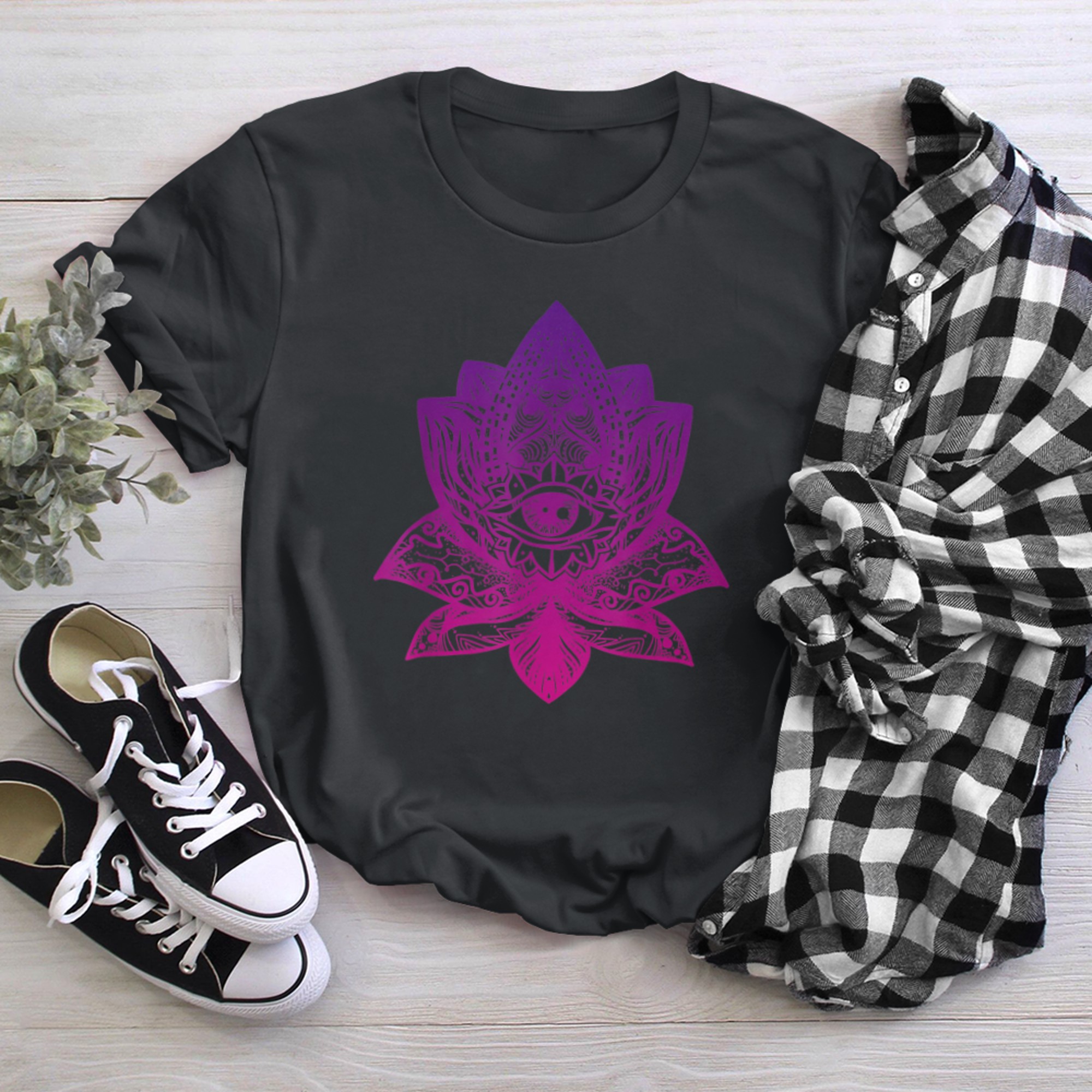 Namaste, Lotus flower, Yoga meditation clothing, Om symbol (6) t-shirt black