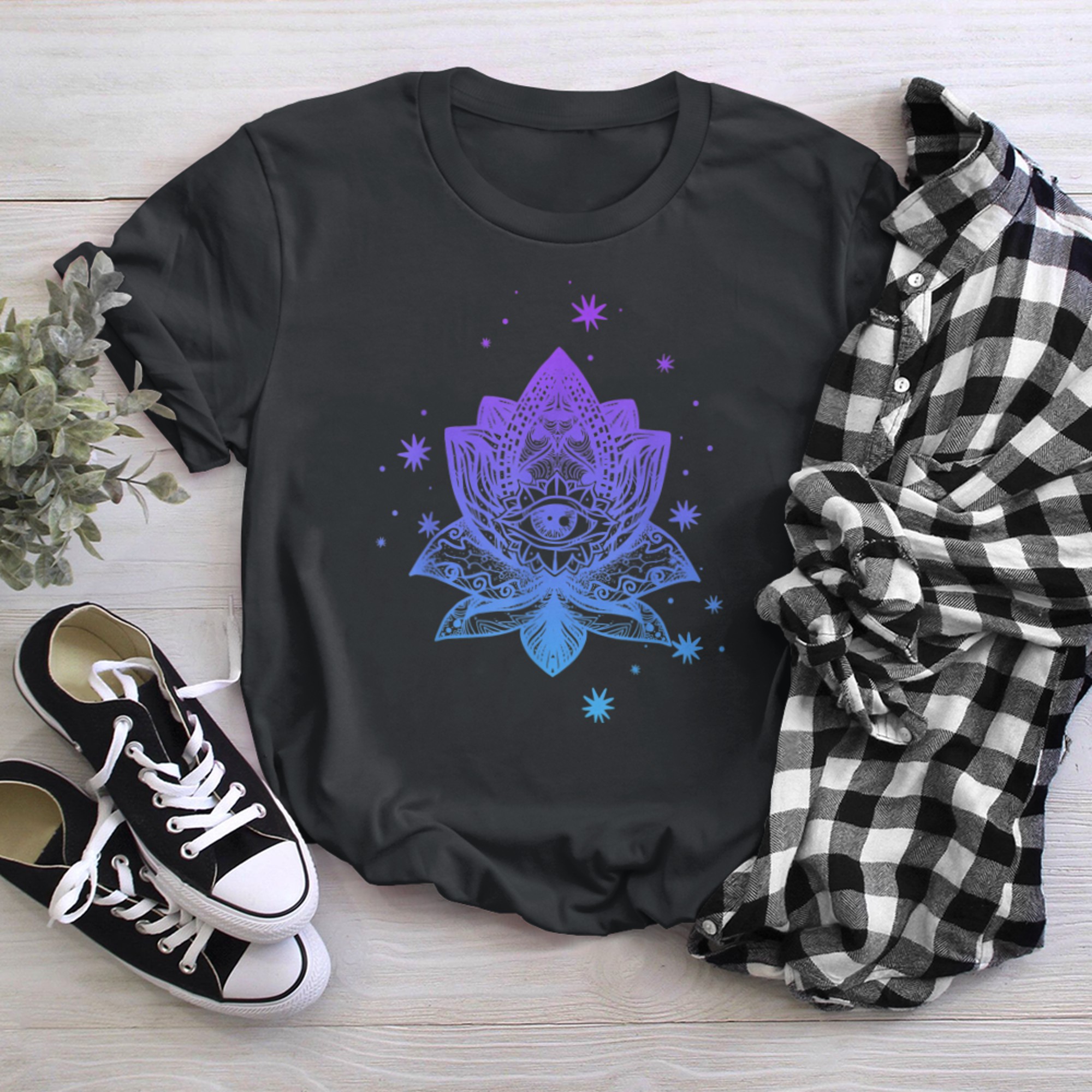 Namaste, Lotus flower, Yoga meditation clothing, Om symbol (8) t-shirt black