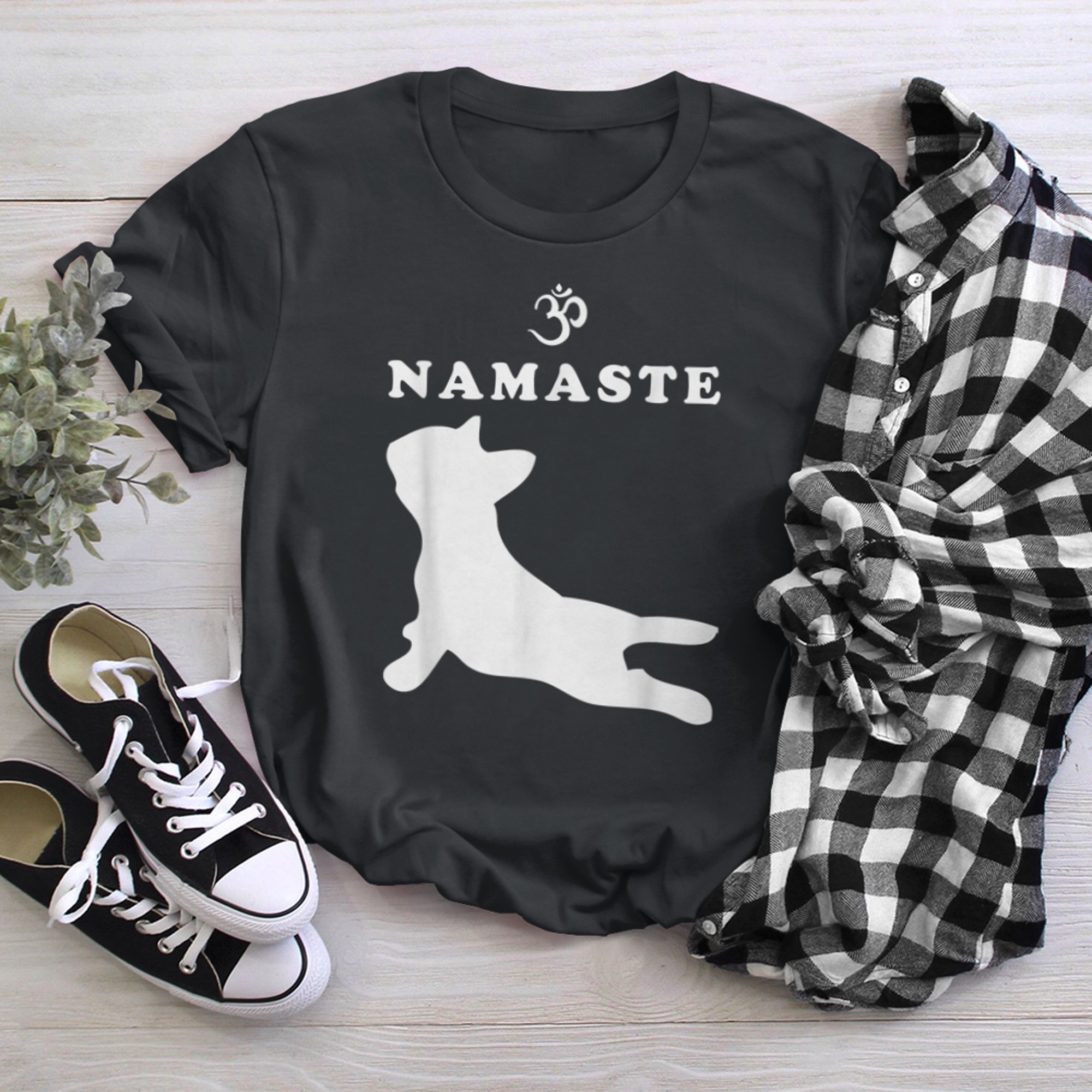 Namaste Om Symbol French Bulldog Funny Yoga Women (1) t-shirt black