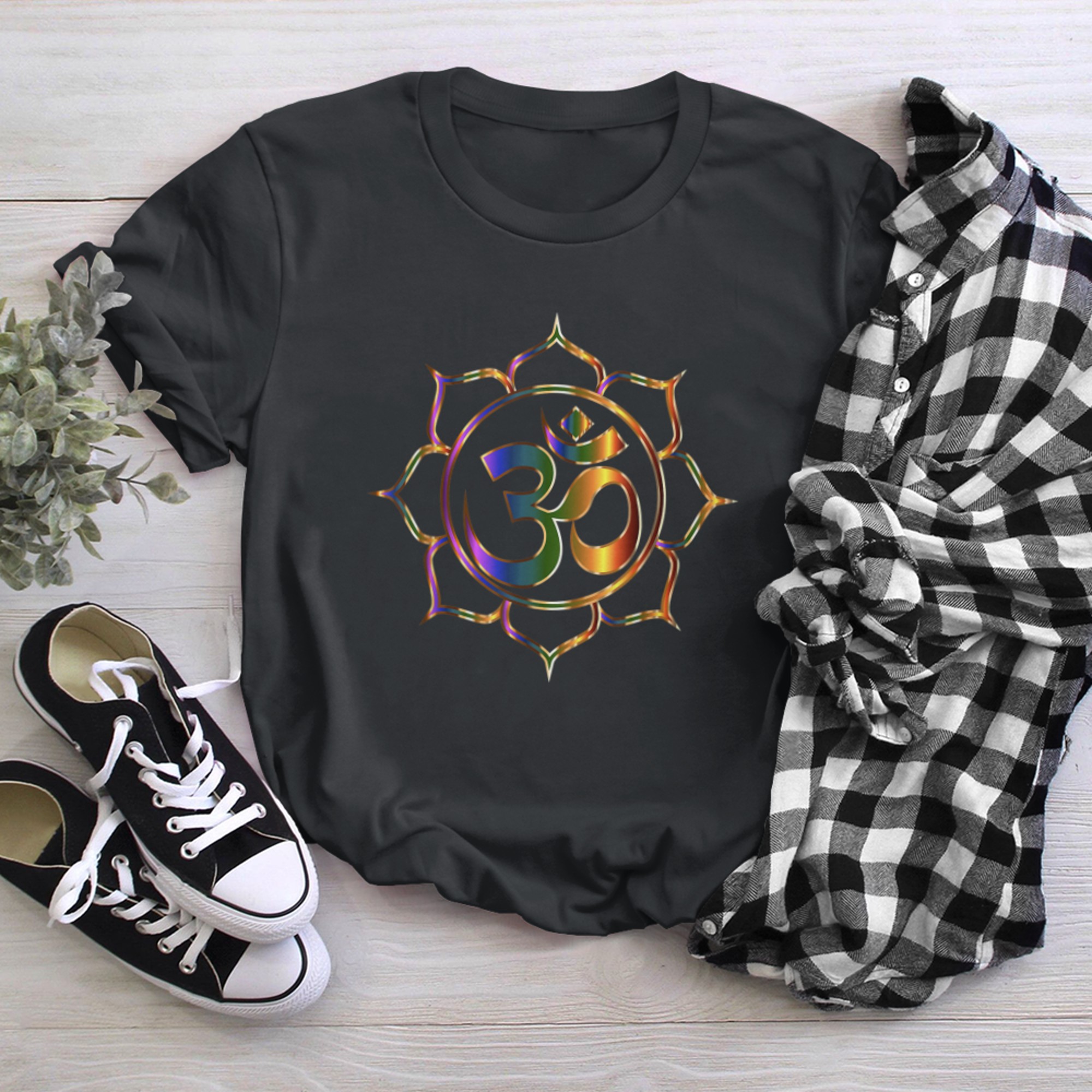 Namaste T-Shirt Om Sanskrit Symbol Lotus Buddha Yoga Tee t-shirt black