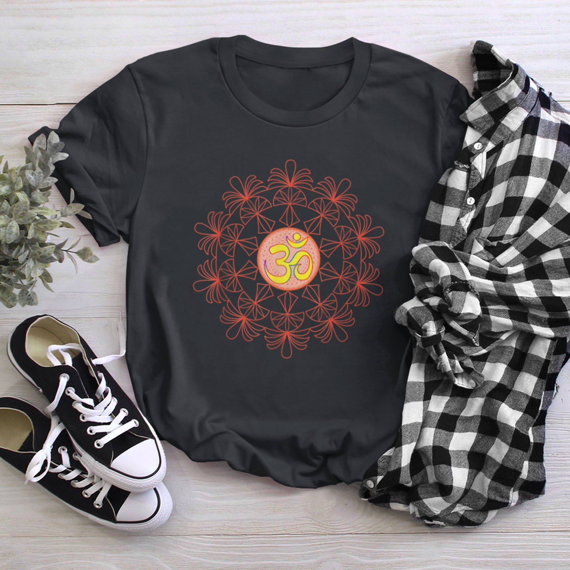 Om Aum Omkara Symbol Spiritual Yoga Meditation Lotus Mandala t-shirt black