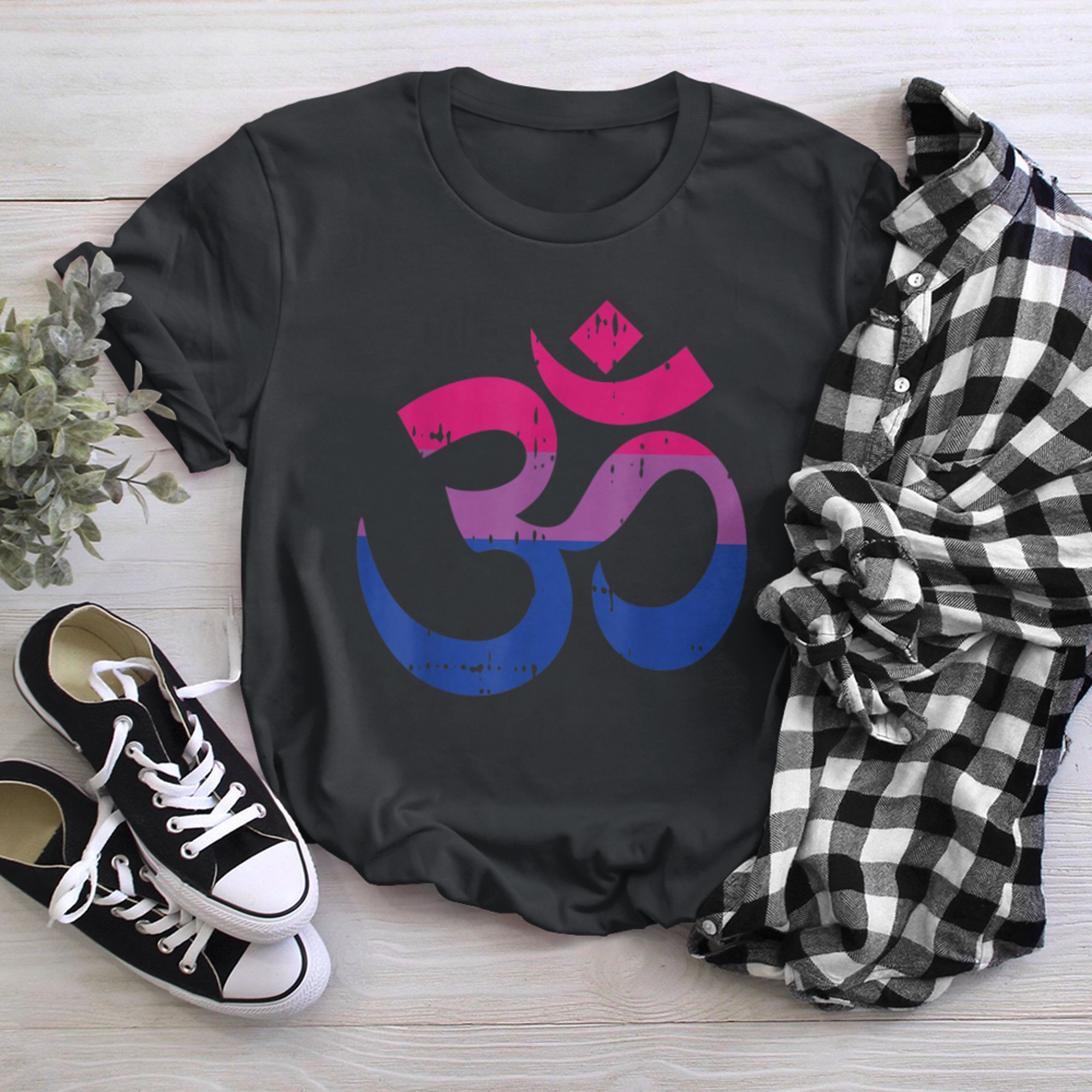 Om Aum Symbol Bisexual Pride Yoga Yogi Bi Flag LGBTQ t-shirt black