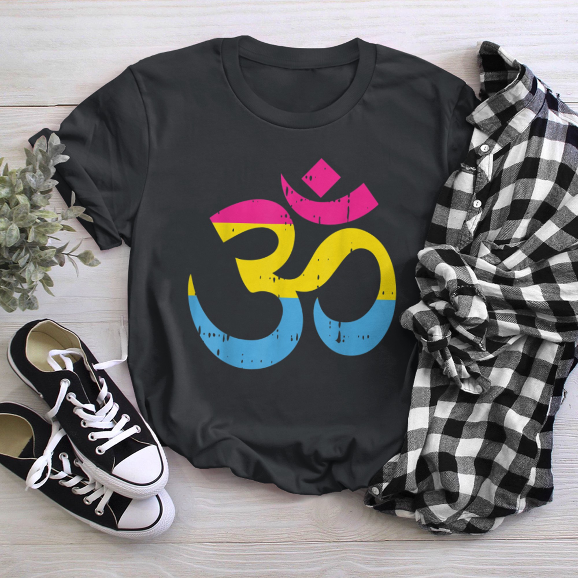 Om Aum Symbol Pansexual Yoga Yogi Pan Pride Flag LGBT t-shirt black