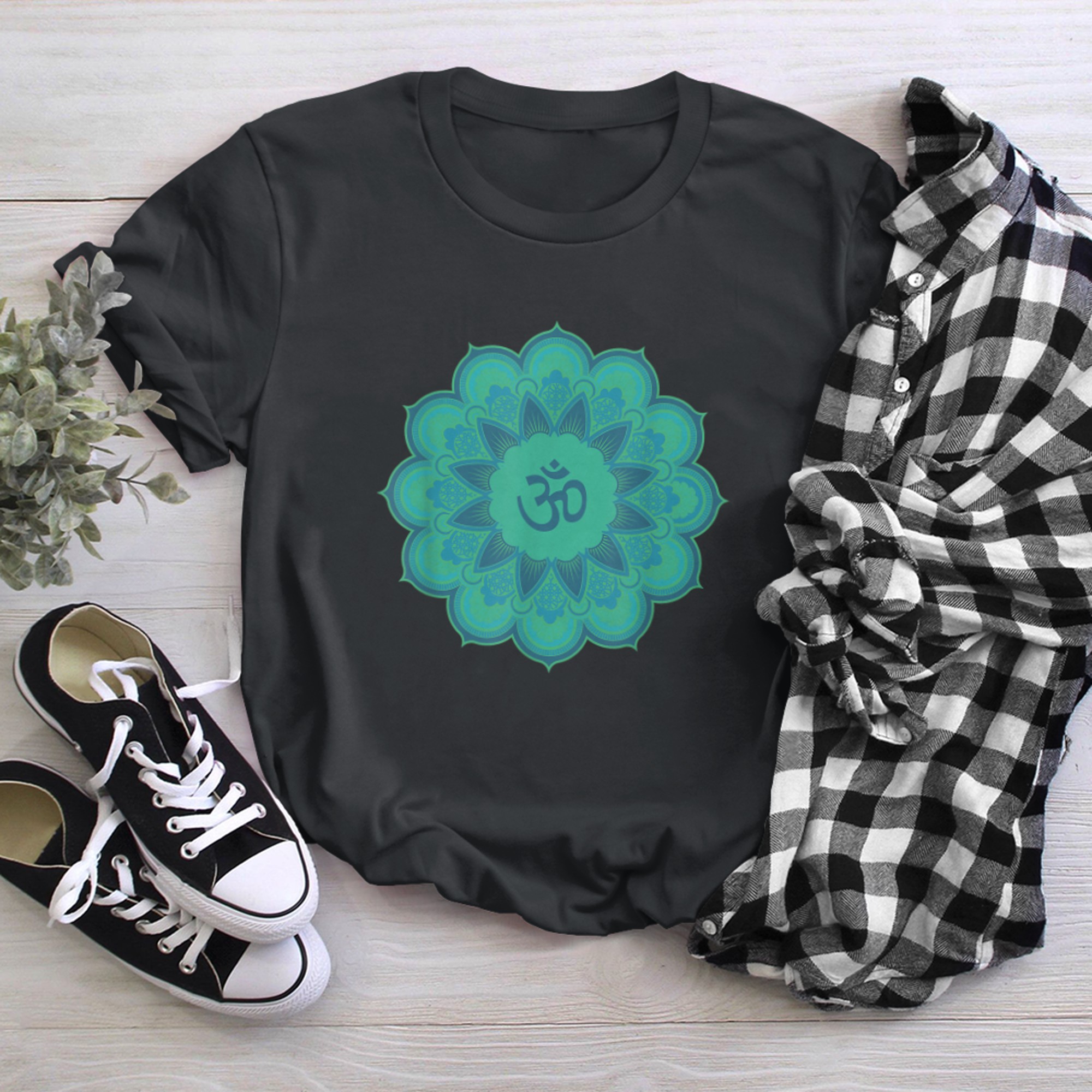 Om Ohm Aum Symbol Mandala Spiritual Yoga t-shirt black