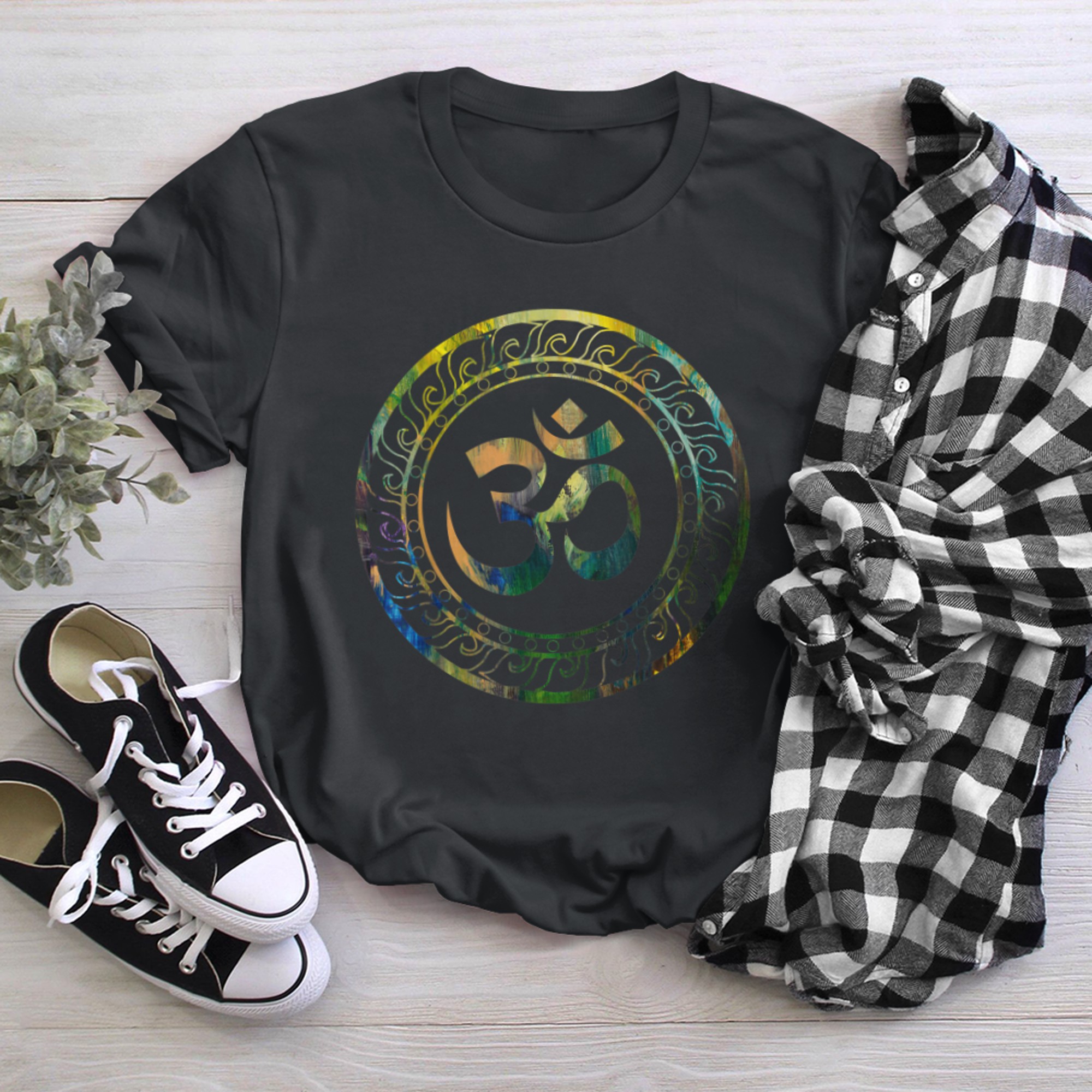 Om Ohm Aum Symbol Spiritual Yoga (3) t-shirt black