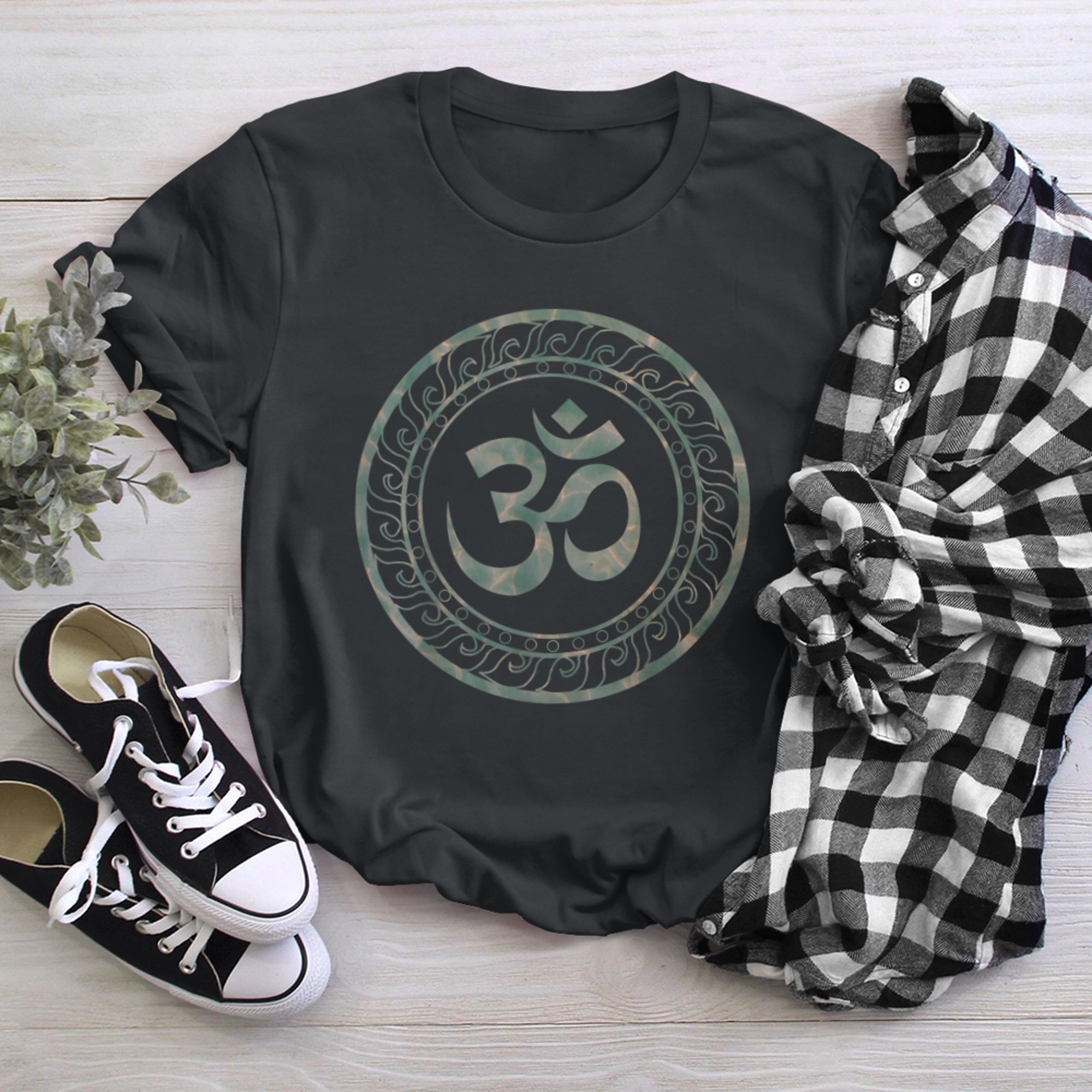 Om Ohm Aum Symbol Spiritual Yoga (7) t-shirt black