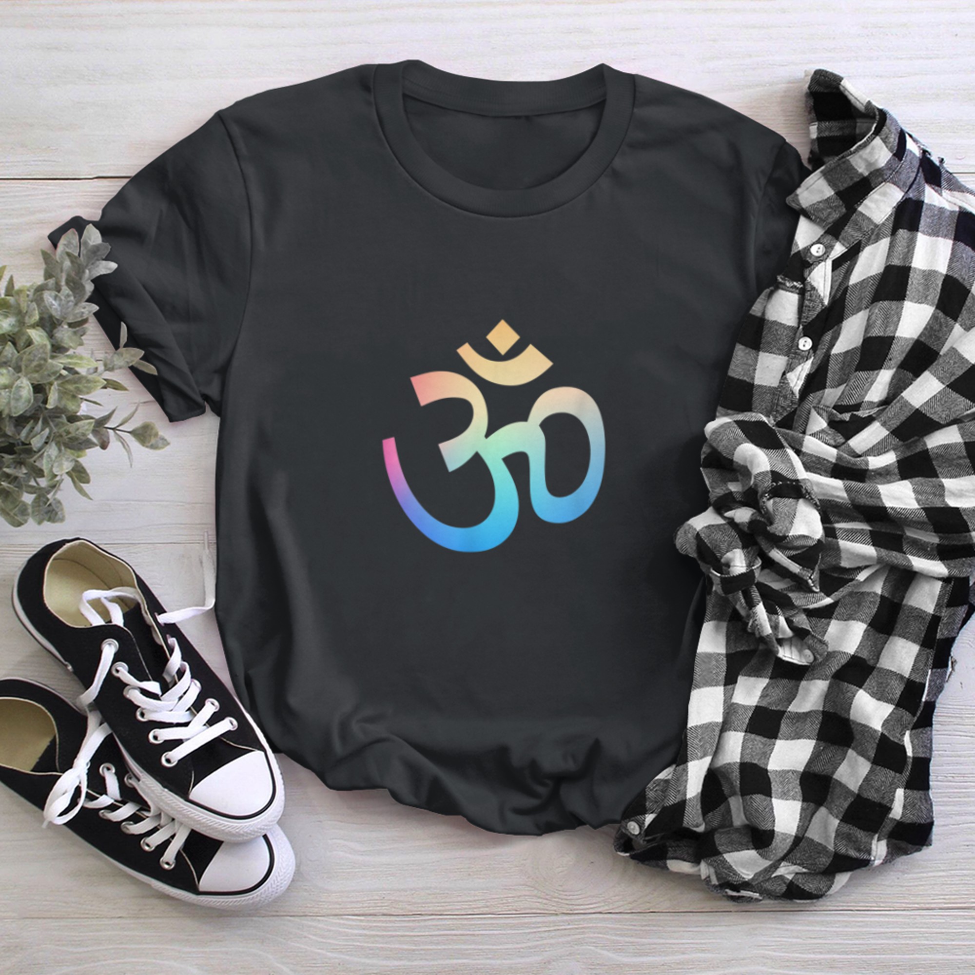 Om Ohm Aum Symbol Spiritual Yoga Chakra (3) t-shirt black