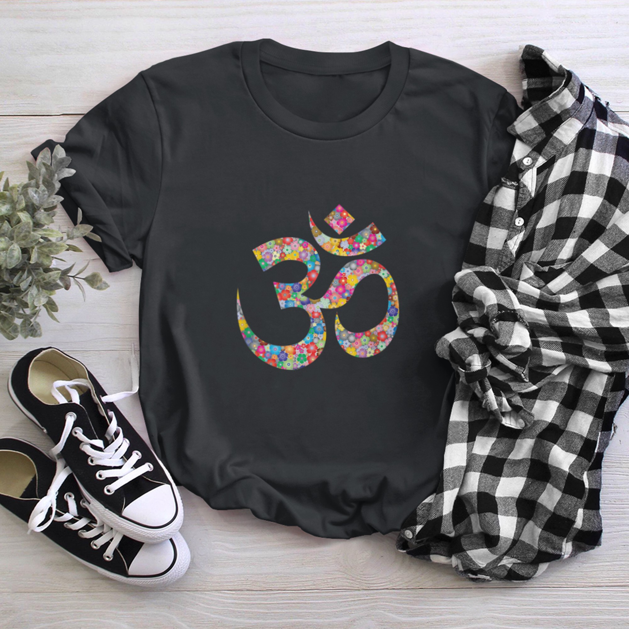 Om Ohm Aum Symbol Spiritual Yoga Mandala Namaste T-Shirt (1) t-shirt black