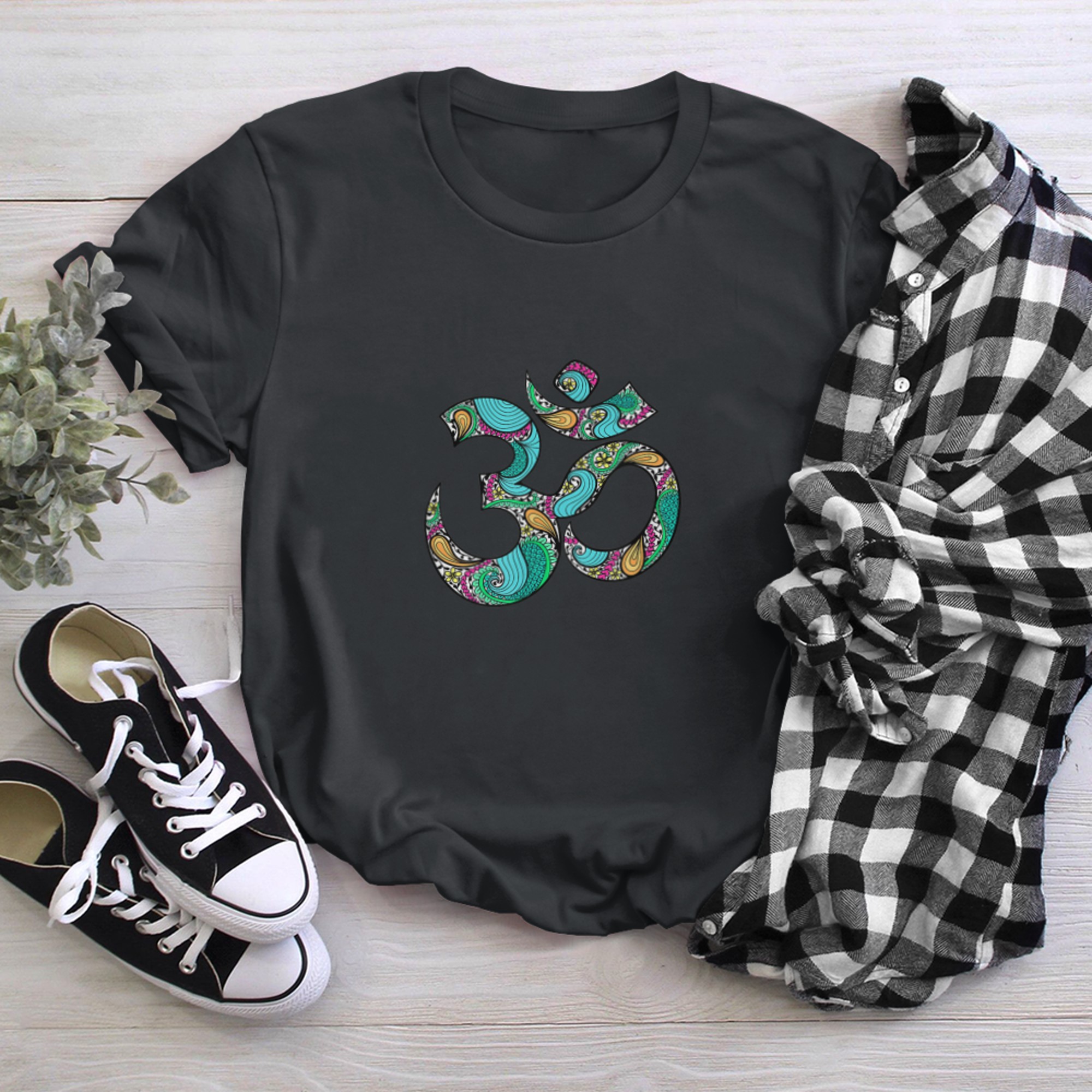 Om Ohm Aum Symbol T Shirt Spiritual Yoga Tee t-shirt black